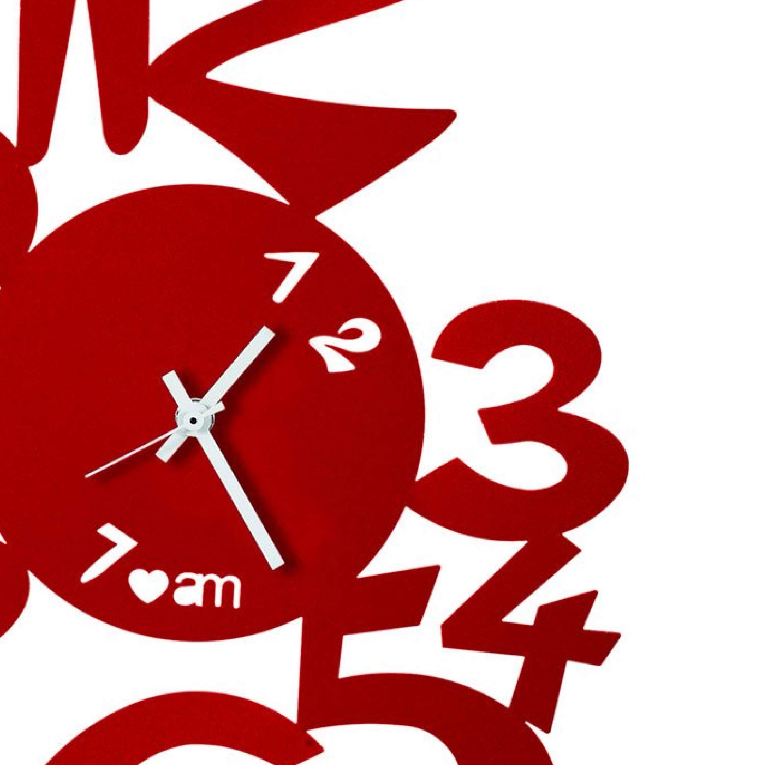 Lupin Design Wall Clock - 100% Made in Italy, Handcrafted Iron Wall Clock, 30 x 48 cm, Red - Perfect for Living Room, Bedroom & Office Decor