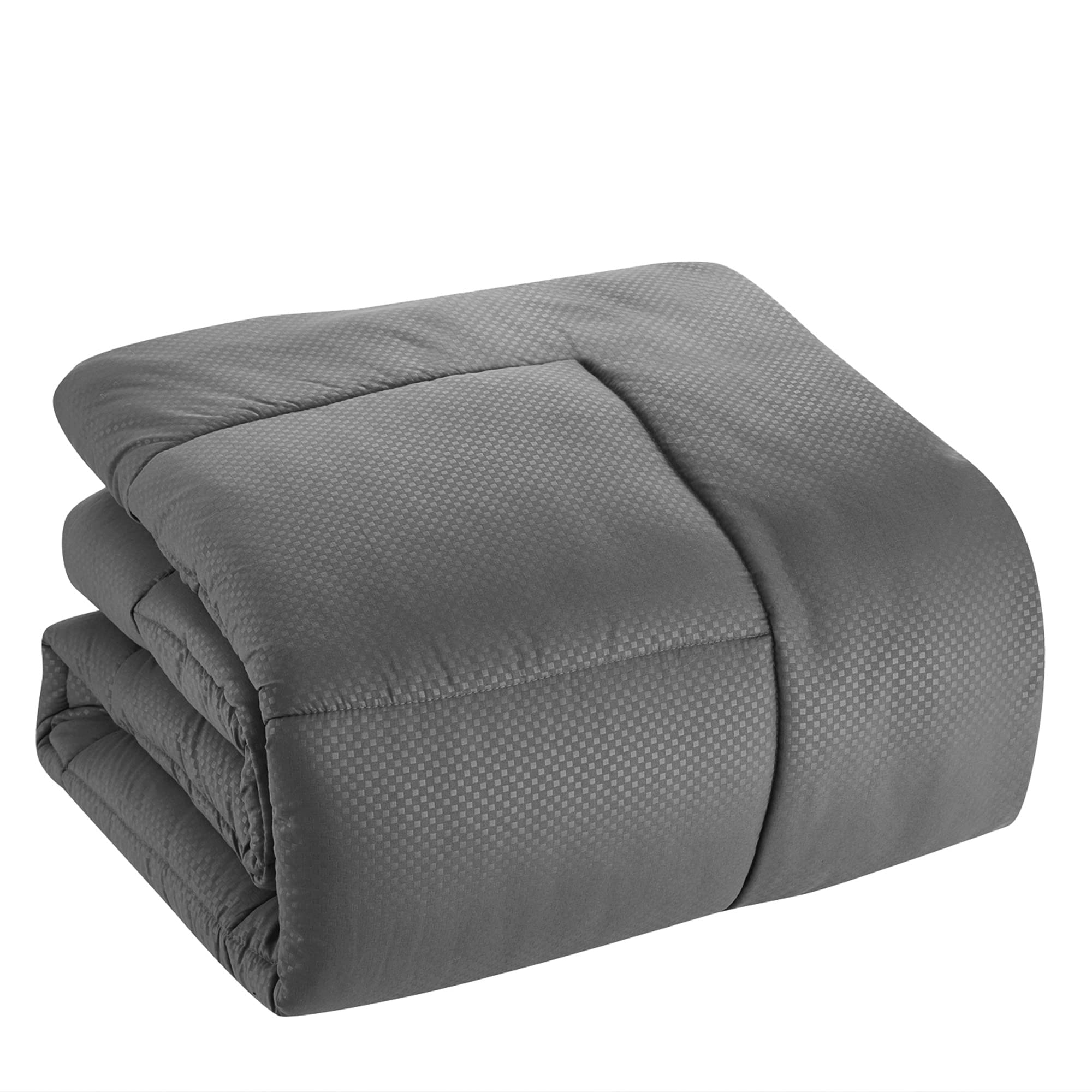 8-Piece Queen Comforter Set - Bed in a Bag with Bed Skirt, Fitted Sheet, Flat Sheet, 2 Pillowcases & 2 Shams - Checkered Gray Bedding - Perfect for Master Bedroom, Guest Room & Dorm Decor