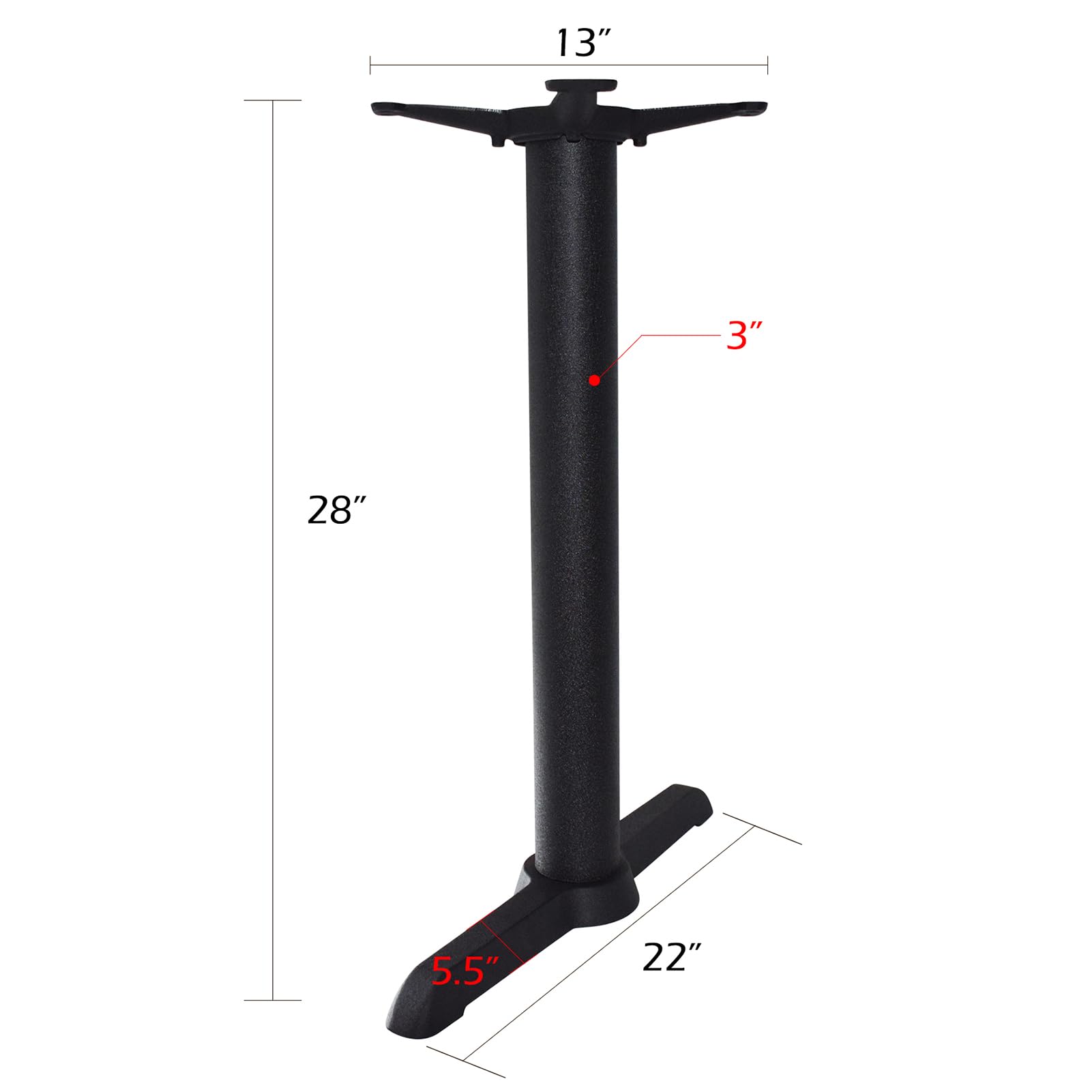 Jogreful 28 Inch Table Base Only - Set of 2 Cast Iron Metal Legs for Coffee Table, Dining Table, Desk (T-Base) - Sturdy Furniture Support for Home, Office & Restaurant Use