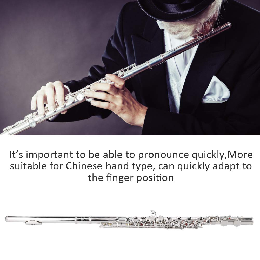 Premium Sterling Silver Flute for Beginners - Smooth Playability & Excellent Air Tightness - Perfect for School Bands, Music Classes & Solo Practice