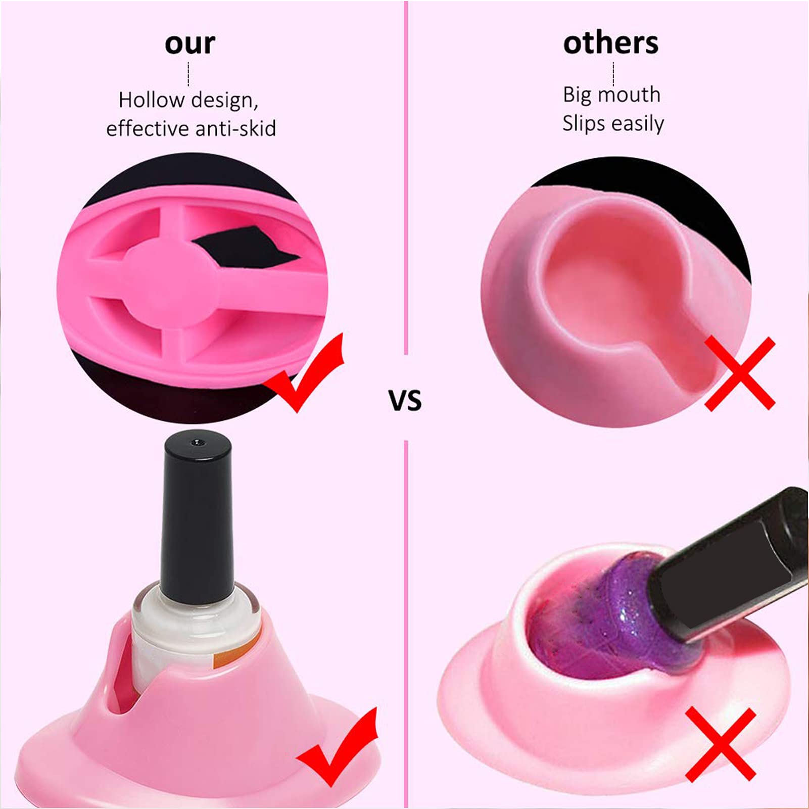 2-Pack Soft Rubber Nail Polish Bottle Holder - Anti-Spill Nail Polish Stand with Stability | Nail Art Organizer for Salon & Home Manicure Tools | Perfect for Nail Artists & DIY Enthusiasts | Ideal for Salon Workstations, Home Nail Stations & Travel Kits | Great for Professional Nail Salons, Home Manicures, and Portable Nail Polish Storage