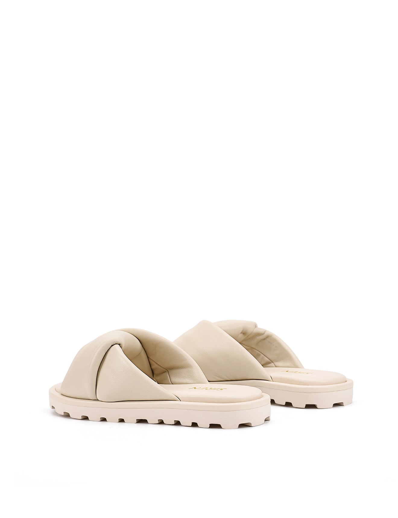 Westy Puffy Slides - Beige Leather Comfortable Slippers for Men & Women - Perfect for Home, Spa, and Indoor Relaxation