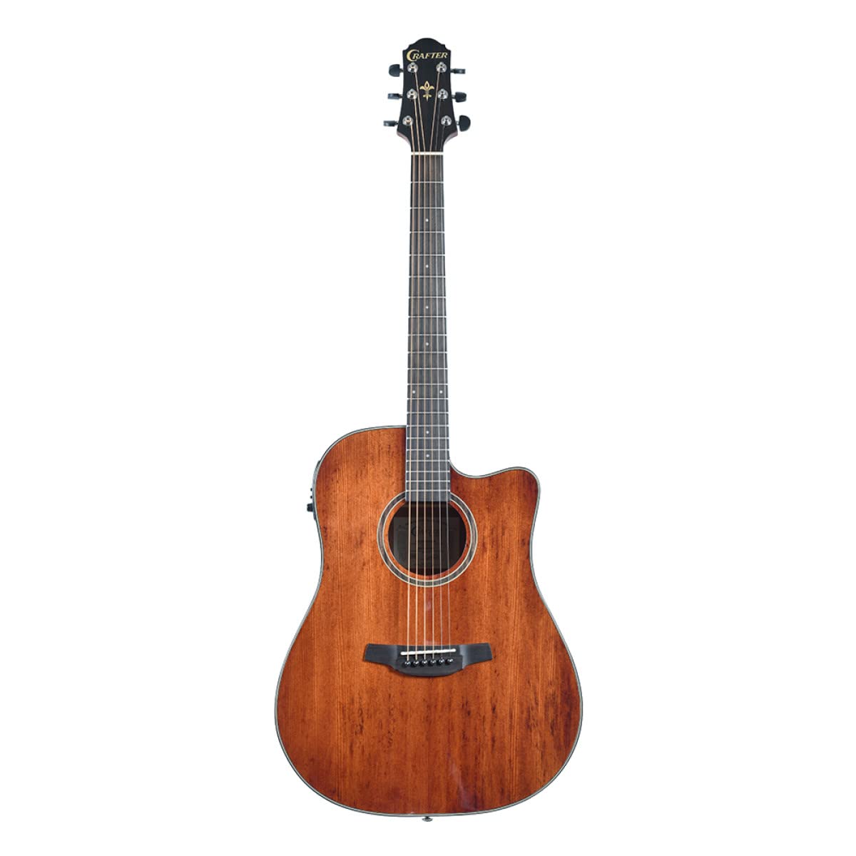 Crafter HD250-CE-BR 6-String Acoustic-Electric Guitar for Adults - Right-Handed, Natural Brown Finish - Perfect for Stage Performances, Studio Recording & Home Practice