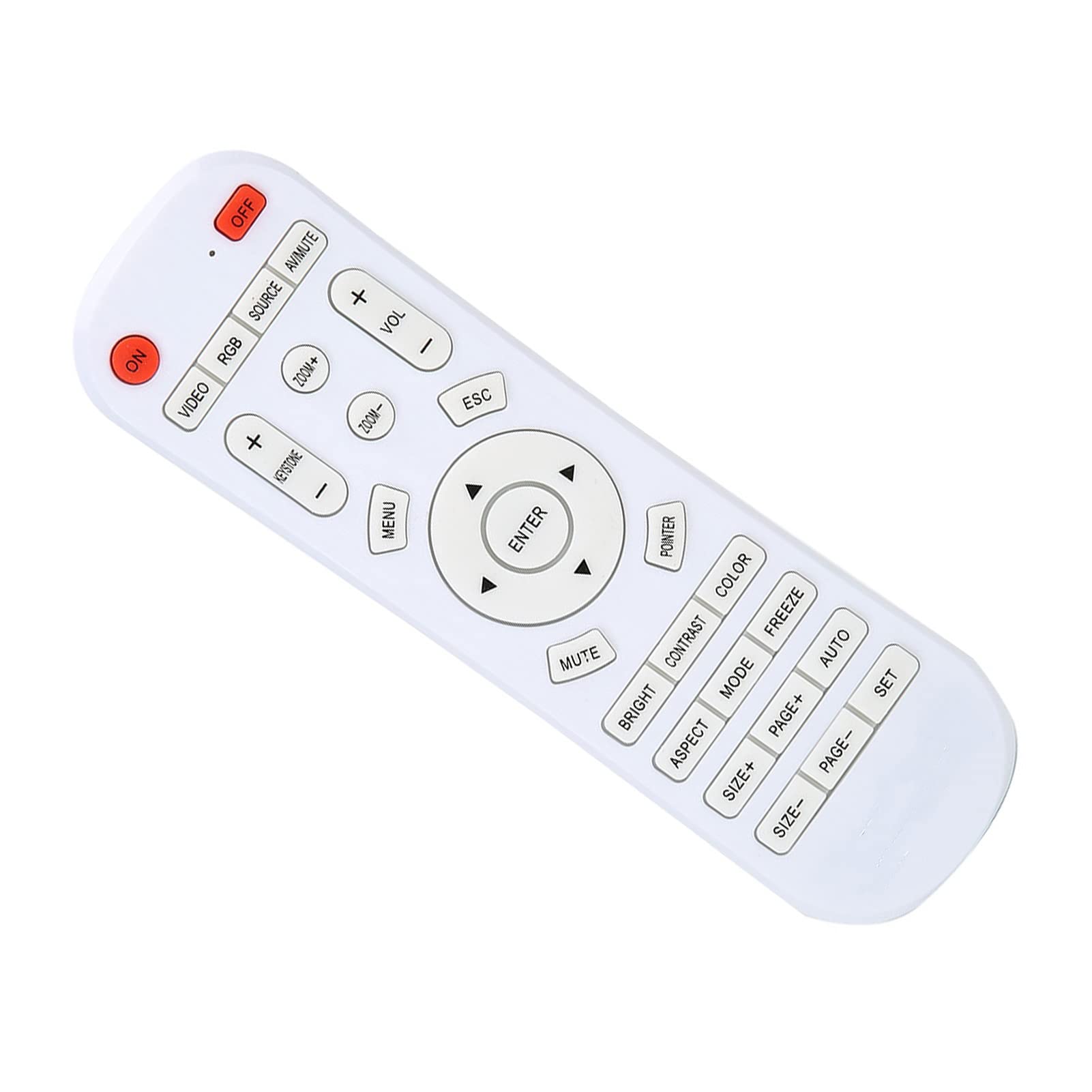 Universal Projector Remote Control - White ABS Replacement for Home Theater