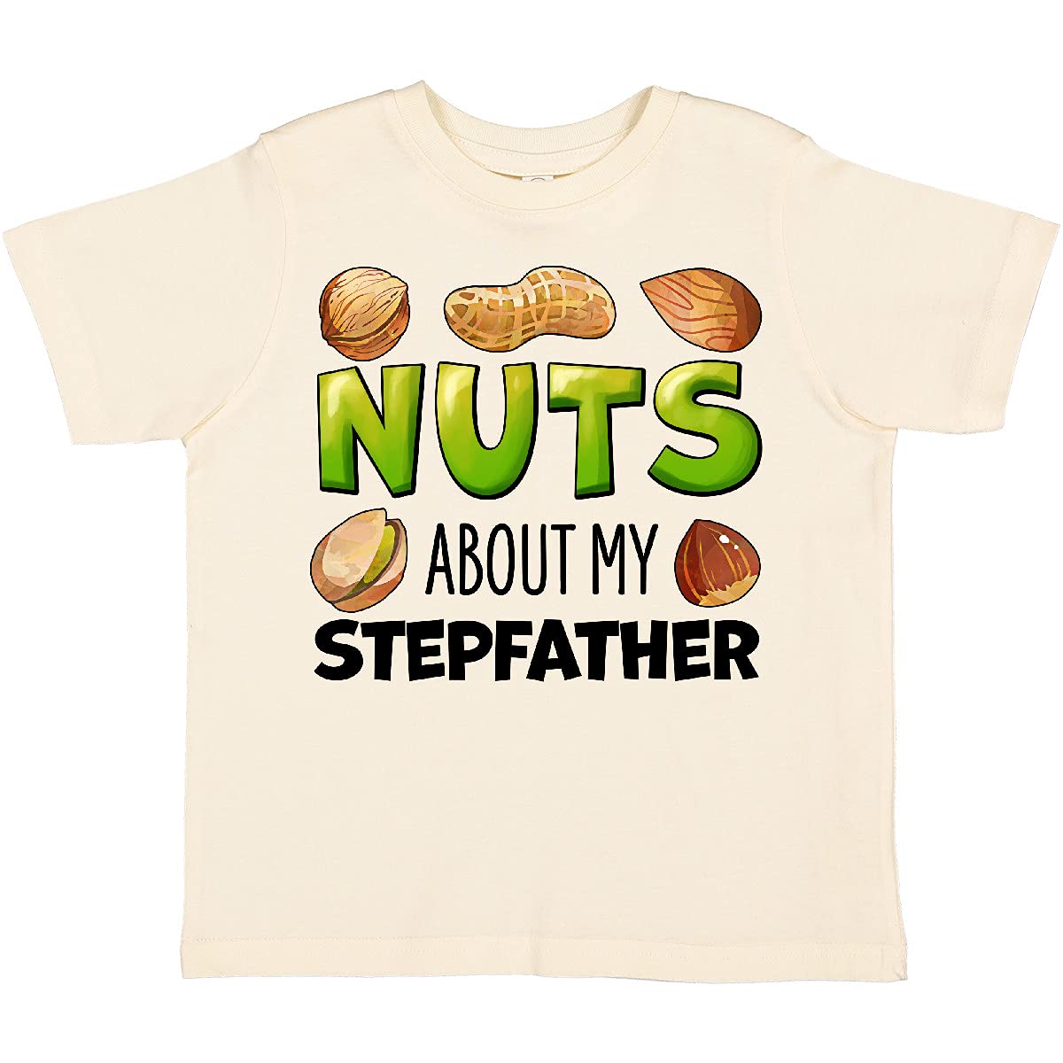 Inktastic 'Nuts About My Stepfather' Peanut Almond Pistachio Toddler T-Shirt - Funny Family Matching Outfit for Father's Day & Birthday Gifts