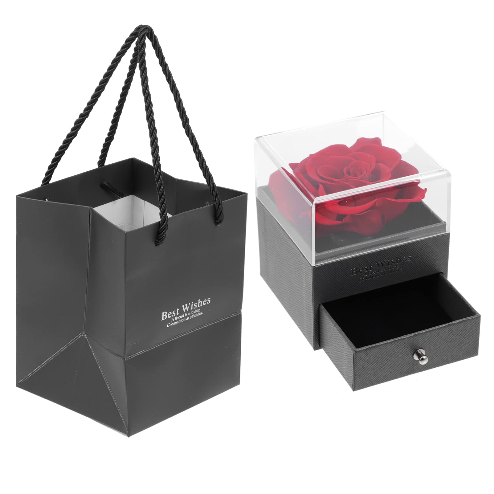 Premium Glass Jewelry Box with Preserved Real Rose - Elegant Gift for Women, Mom, Wife, Girlfriend | Perfect for Mother's Day, Valentine's Day, Anniversary, Christmas & Birthday | Jewelry Storage & Romantic Home Decor