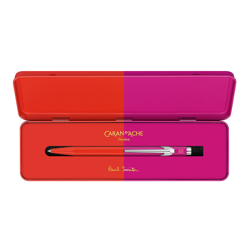 Caran d'Ache 849 Ballpoint Pen - Paul Smith Limited Edition in Warm Red & Melrose Pink | Premium Writing Instrument for Office, Gift & Collectors | Stylish Everyday Carry for Professionals & Students