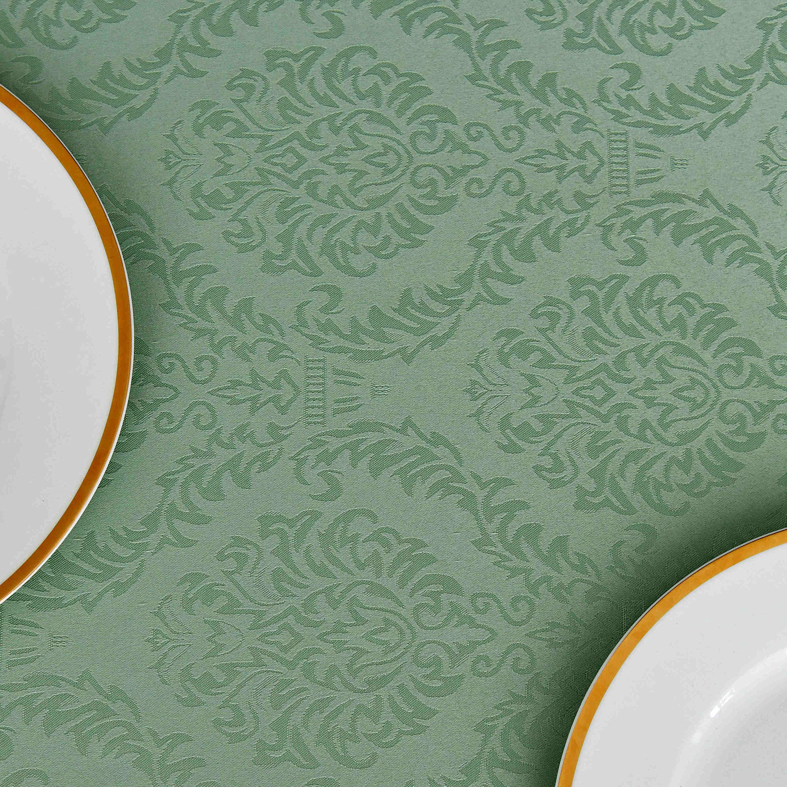Premium Square Tablecloth 70x70 Inch - Spillproof, Wrinkle-Free & Oil Resistant Heavyweight Damask Design - Sage Green Decorative Fabric Table Cover for Dining, Parties, Restaurants (Indoor/Outdoor Use)