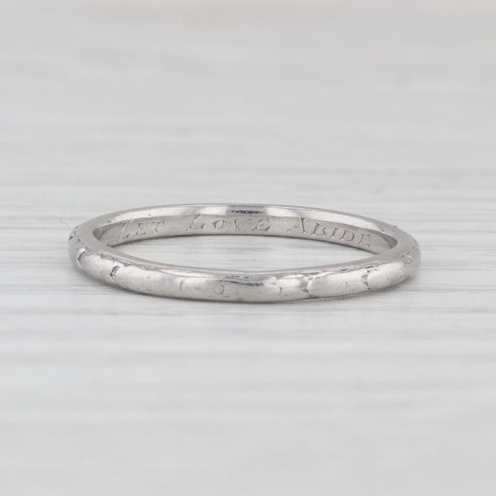 Vintage Art Deco 1920s Platinum Wedding Band - Hand Engraved 