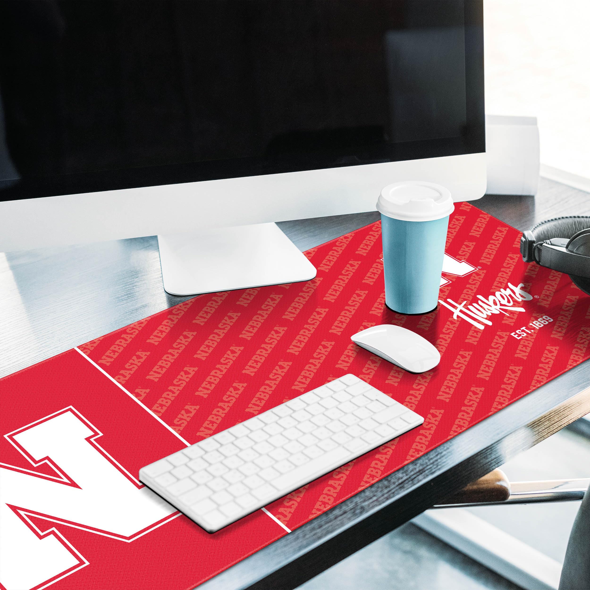 YouTheFan NCAA Nebraska Cornhuskers Logo Series Desk Pad - Officially Licensed Mouse Pad for Gaming & Office Work - Perfect for SMU Fans, Students & Alumni - Home, Dorm & Office Decor