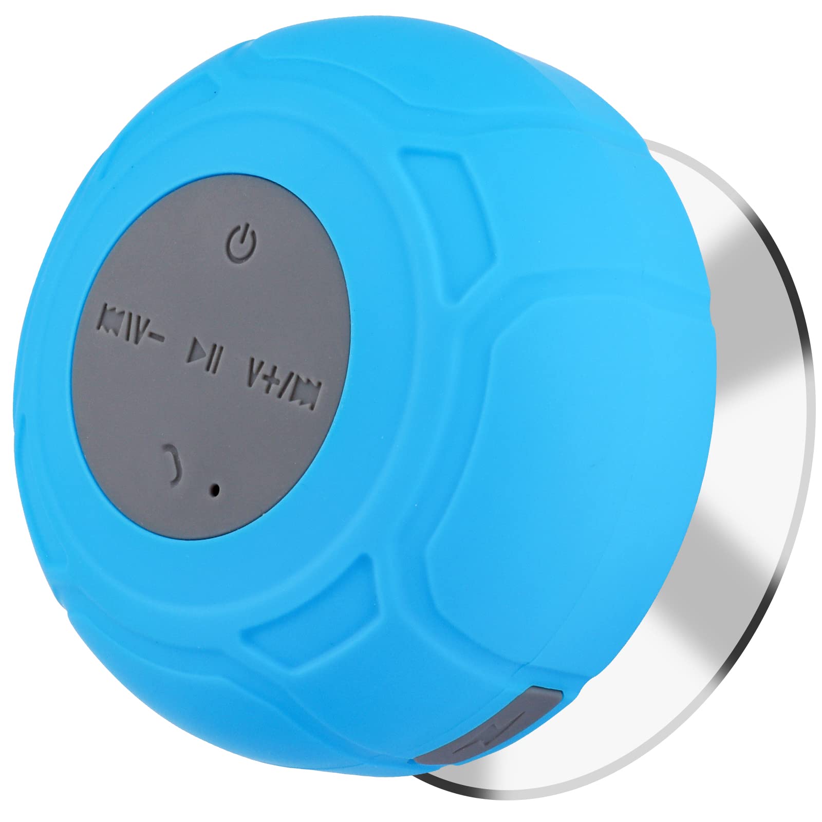 Waterproof Bluetooth Shower Speaker with Suction Cup - Wireless Portable Speaker with Built-in Mic, 6H Playtime, IPX7 Waterproof for Bath, Pool & Outdoor Activities - Perfect for Phone/Tablet (Blue)