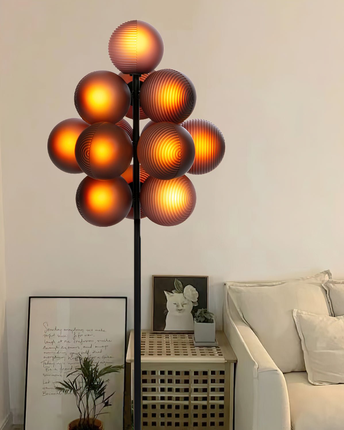 Modern Grape Floor Lamp - Adjustable LED Standing Light for Living Room, Bedroom, or Office - Warm White & Cool White Dimmable Lighting for Home Decor