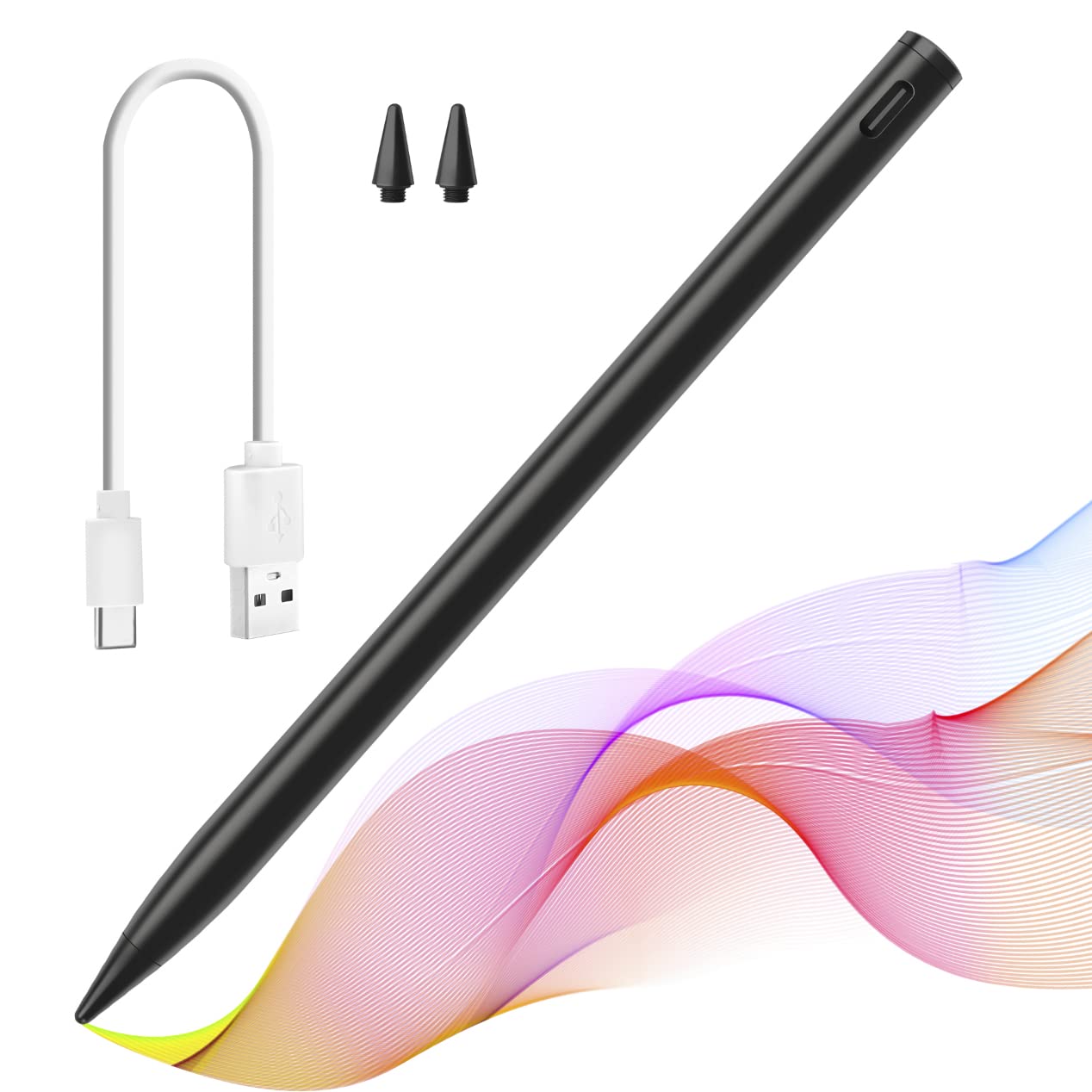 Premium Stylus Pen for iPad Pro 11/12.9, iPad Air 3/4/5, iPad Mini 5/6 & iPad 6-9th Gen - Palm Rejection, Tilt Detection (Black) - Perfect for Drawing, Note-Taking & Digital Art
