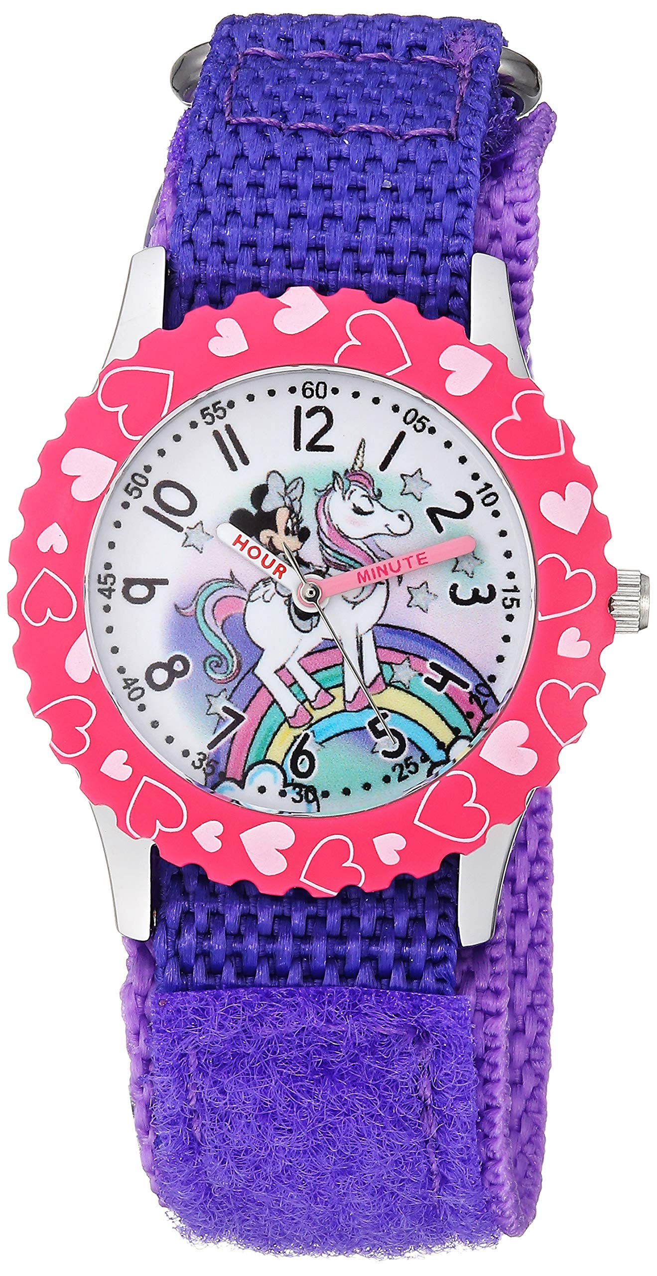 Minnie Mouse Kids Watch - Stainless Steel Analog Time Teacher for School & Play