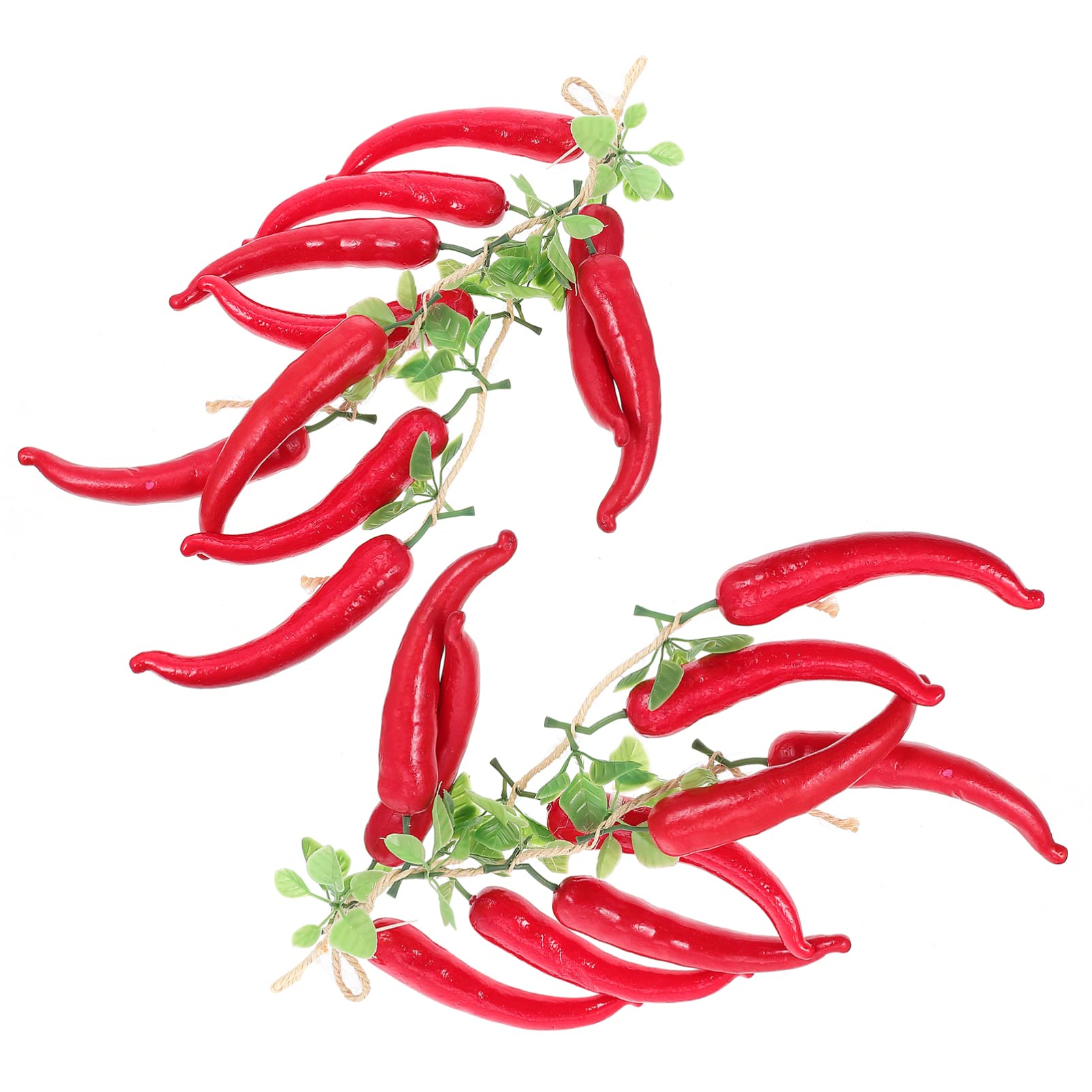 ULTNICE 2-Pack Red Artificial Pepper Garland - Fake Chili String for Home Kitchen Decor, Farmhouse Party, Wall Hanging - Realistic Vegetable Simulation (Perfect for Rustic Weddings, Thanksgiving & Christmas Decorations)