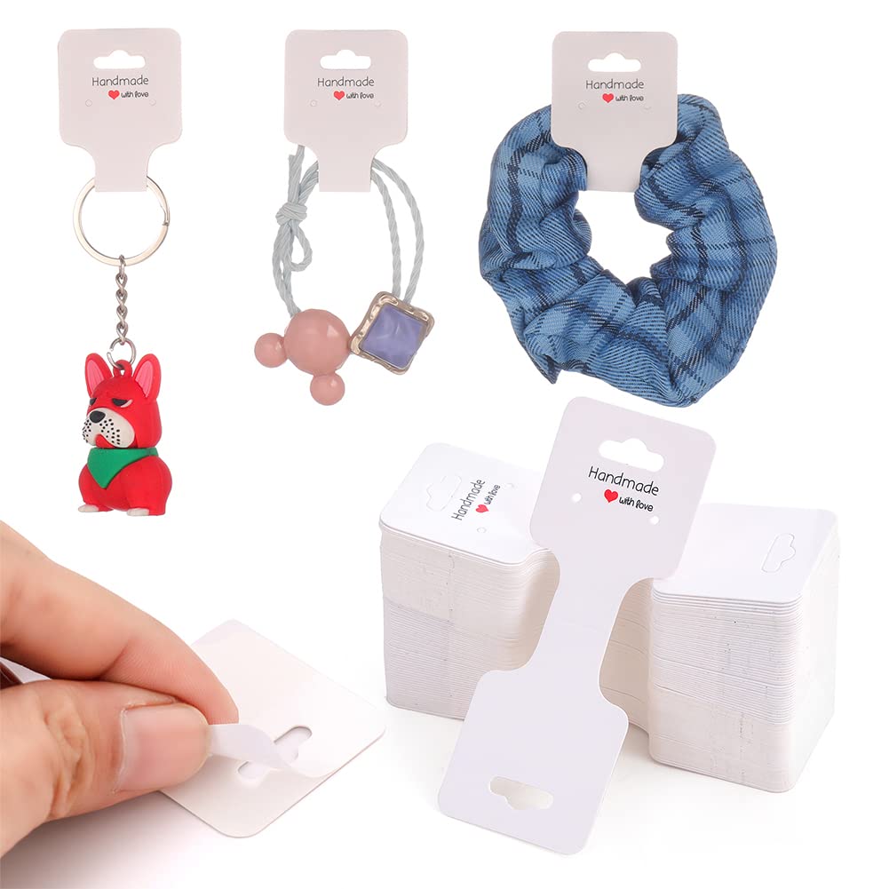 Femtindo 200PCS Jewelry Display Cards - White Necklace Bracelet Holder with Adhesive Back for Jewelry Making & Retail Display - Perfect for Craft Shows, Boutique Stores & Online Jewelry Businesses