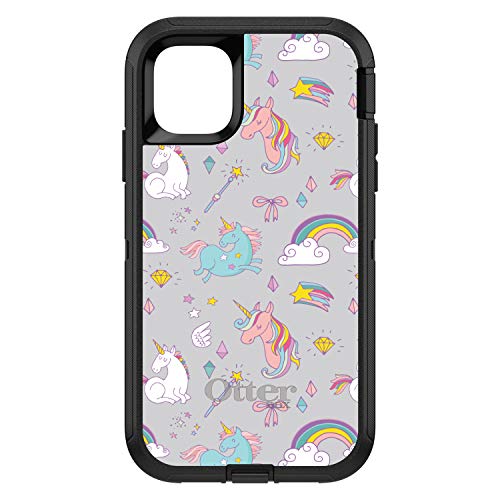 Unicorn Rainbow Wand Pattern - Grey On Black Case
