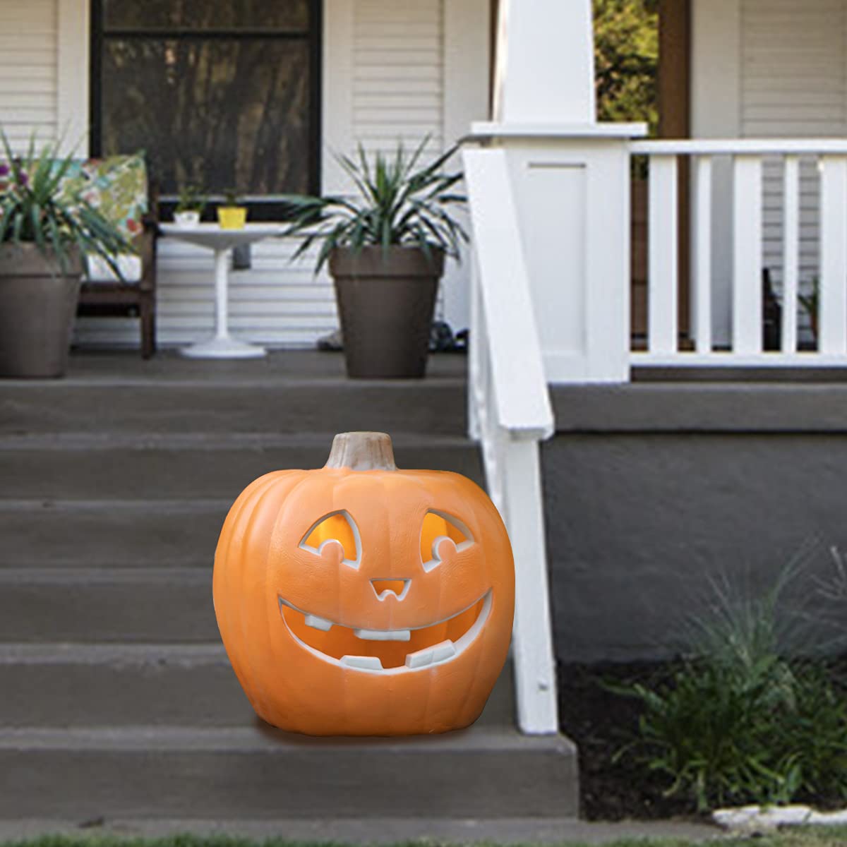 20in LED Lighted Halloween Jack o' Lantern Pumpkin Decor - Indoor/Outdoor Halloween Party Decorations for Porch, Yard & Home