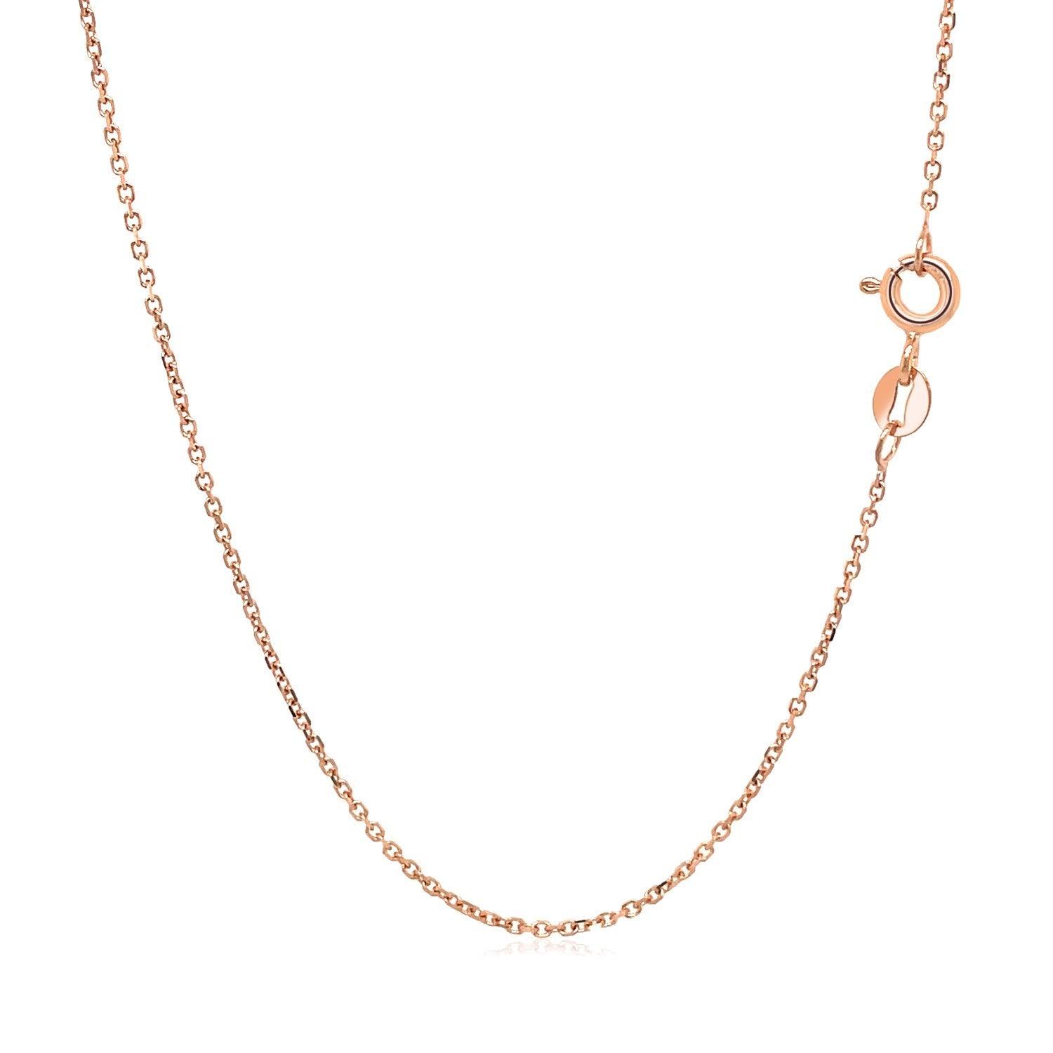 18K Rose Gold Diamond Cut Cable Link Chain Necklace - 1.1mm Thin Dainty Chain for Women - Perfect for Layering, Everyday Wear & Special Occasions
