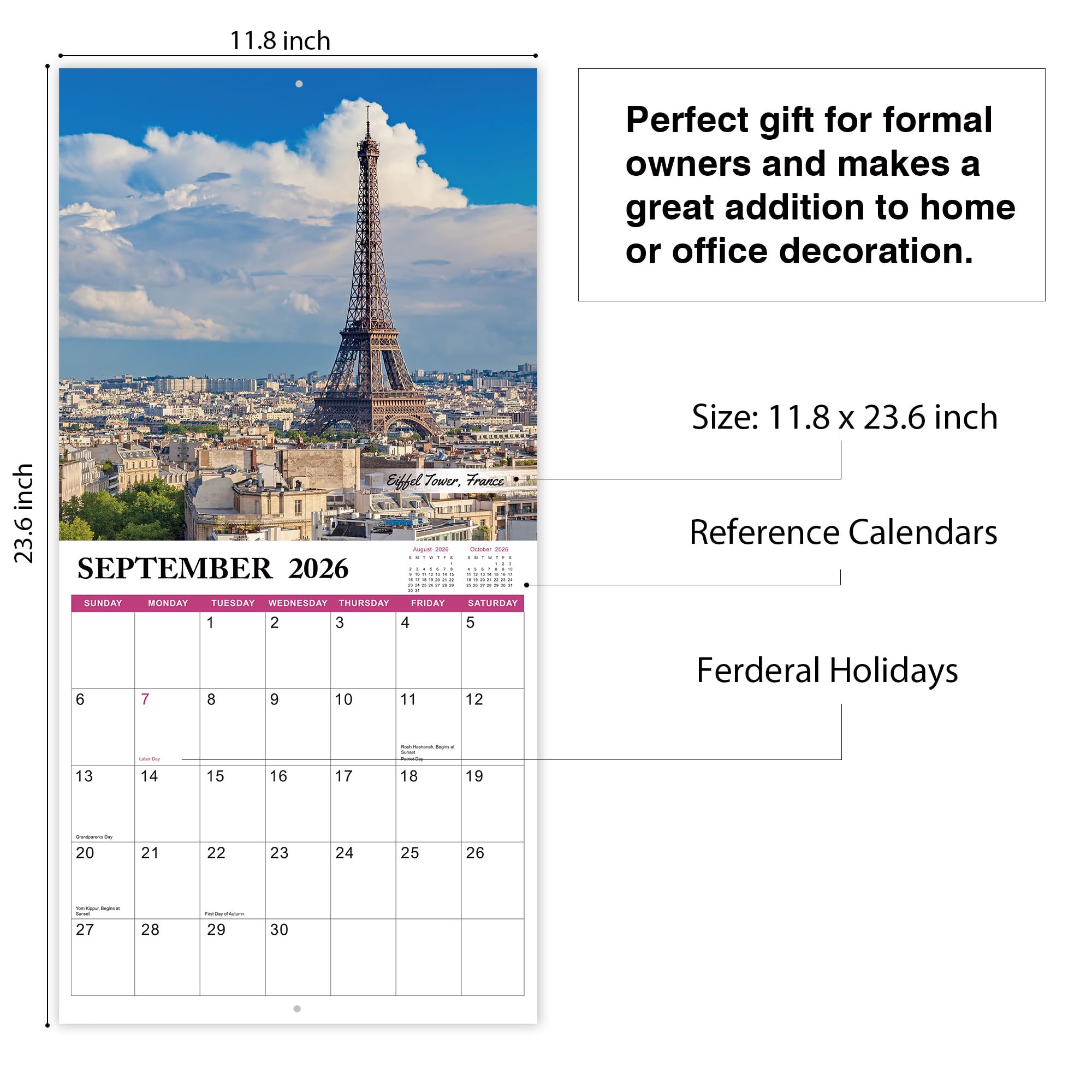 2025-2026 Wall Calendar - 18 Month Planner from July 2025 to December 2026 | 12