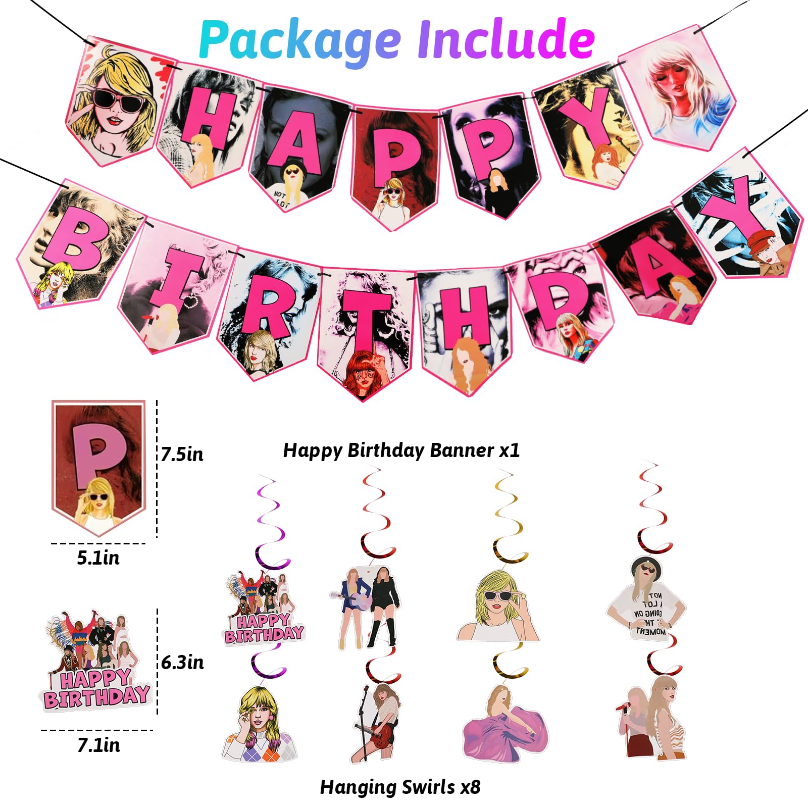 Birthday Party Decorations Set - Music Theme Banner & Ceiling Hanging Swirls for Girls, Boys & Music Fans | Perfect for Singer-Themed Parties, Concerts & Music Lover Celebrations