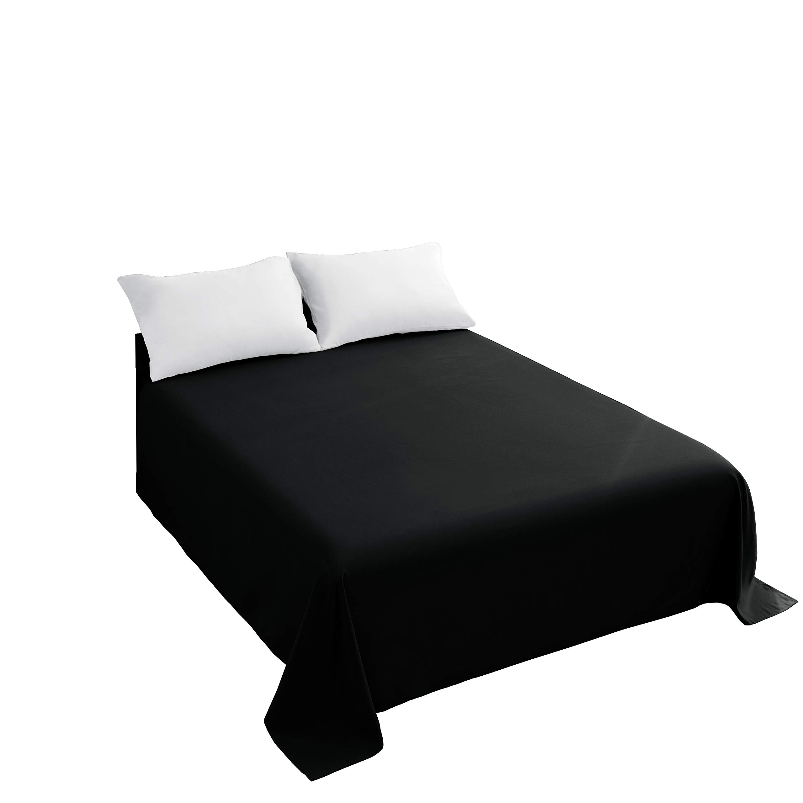 Premium 800 Thread Count Full Size Cotton Flat Sheet - Soft & Breathable Top Bed Sheet, 1 Piece (Black) for Comfortable Sleep & Luxury Bedding