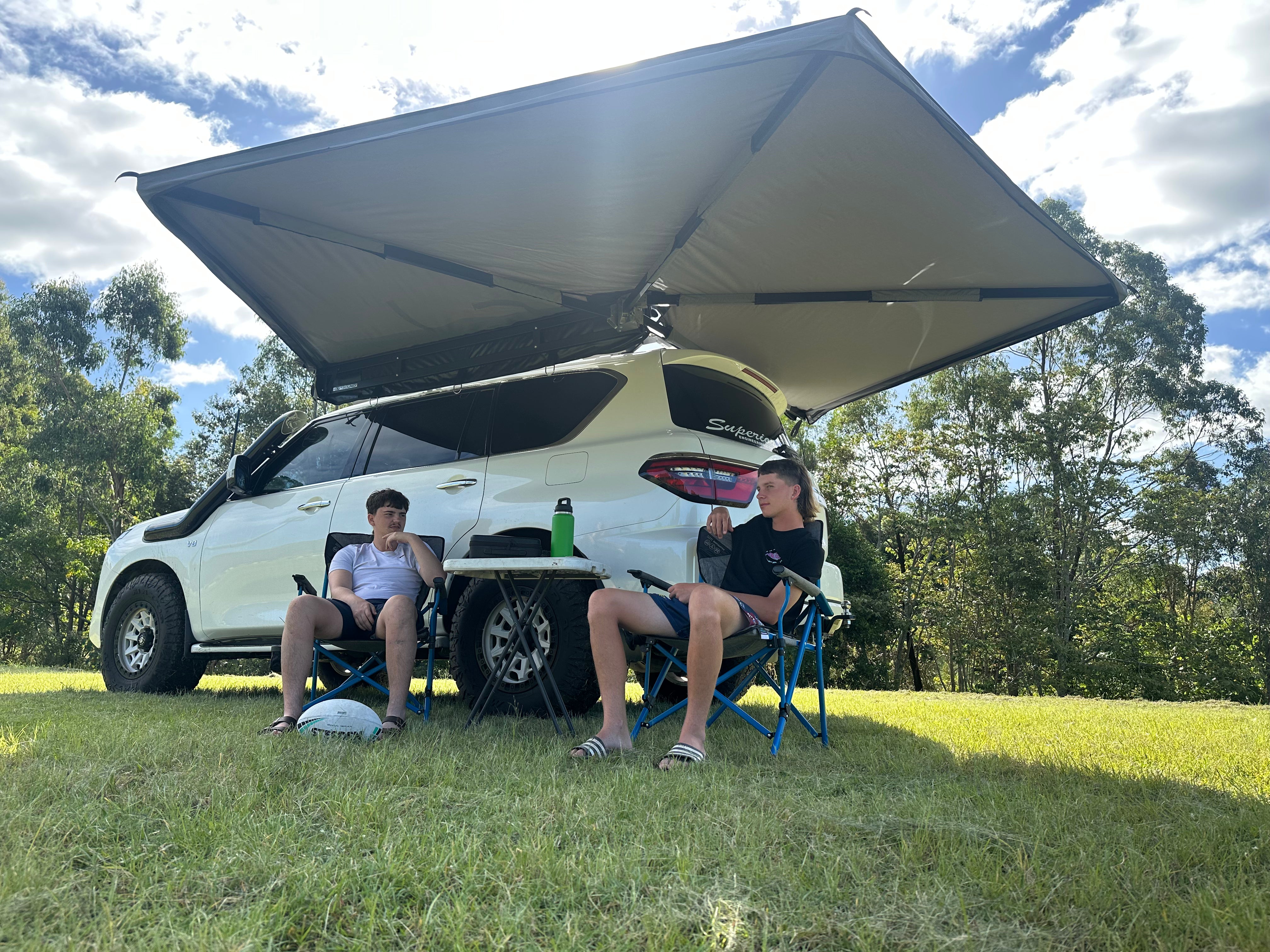 OUTBOUND Shield 4 Freestanding 270-Degree Patio Awning - Perfect for Backyard, Camping & Outdoor Relaxation