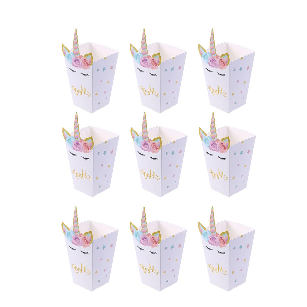 12pcs Paper Popcorn Boxes - Unicorn Themed Party Supplies for Birthday, Movie Night, Circus & Stadium Events - Bulk Popcorn Containers for Snacks and Candy