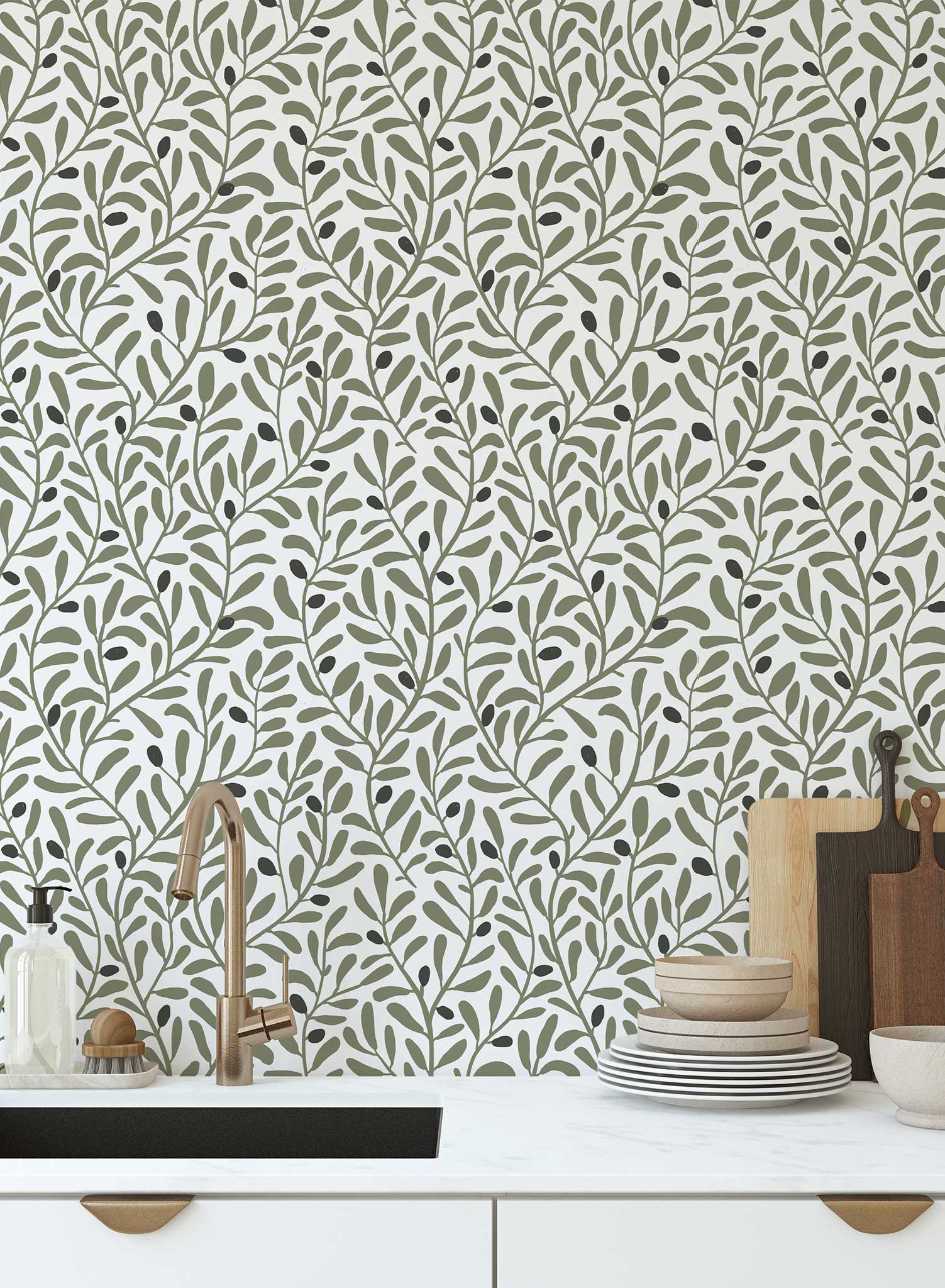 Olive Tree Wallpaper - High-Quality Peel and Stick Wallpaper for Home Decor, Living Room, Bedroom, or Office - Easy to Install & Removable
