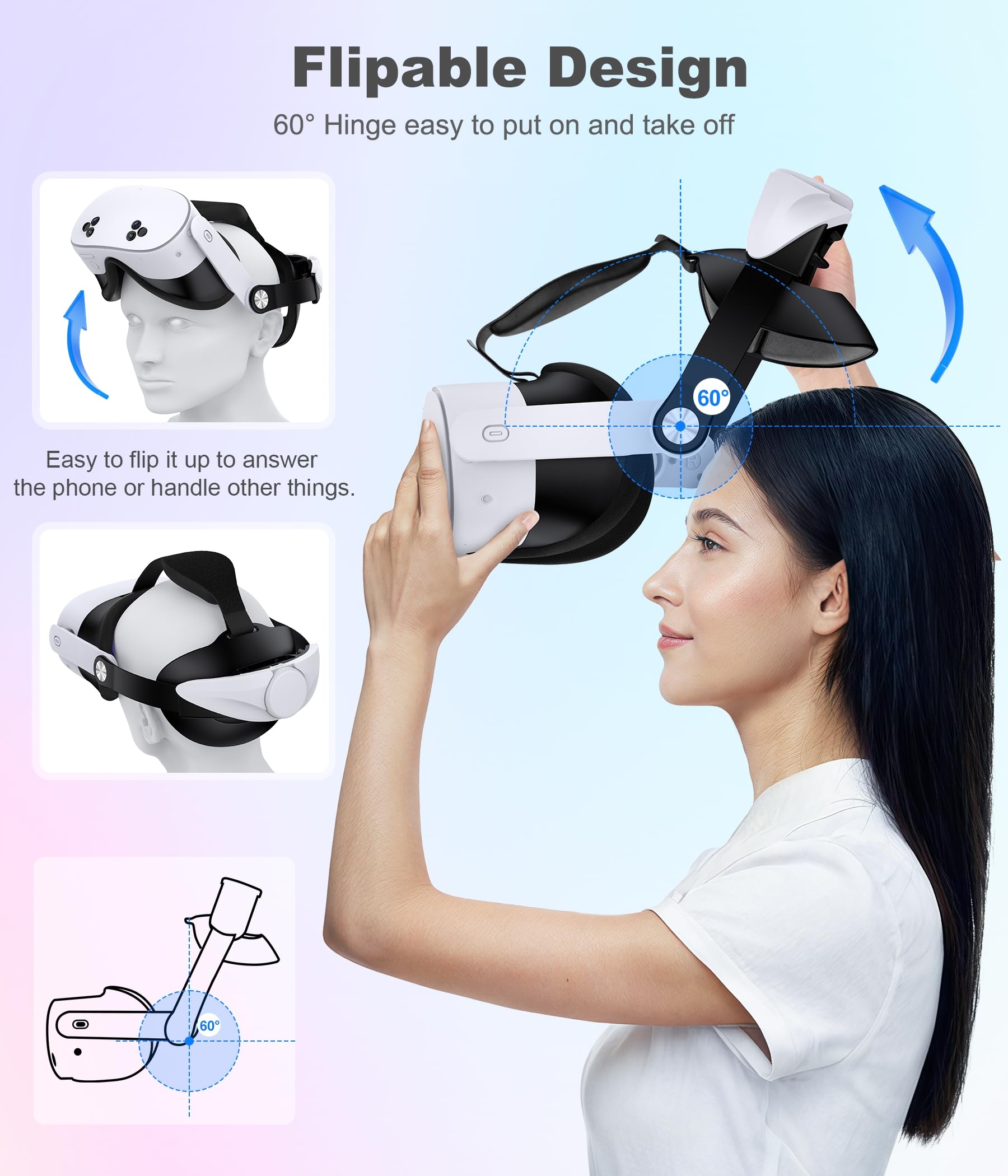 Meta Quest 2/Quest 3/Quest Pro Comfort Head Strap - Adjustable VR Headset Accessory with Soft Cushion for Enhanced Support & Pressure Relief | Perfect for Long Gaming Sessions & VR Experiences