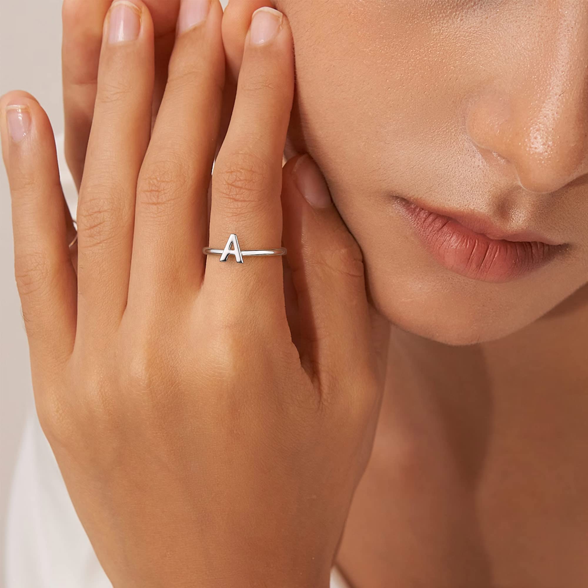 925 Sterling Silver Rings for Women - Adjustable Initial & Stackable Rings - Dainty Jewelry Gifts for Her - Perfect for Everyday Wear, Layering & Special Occasions