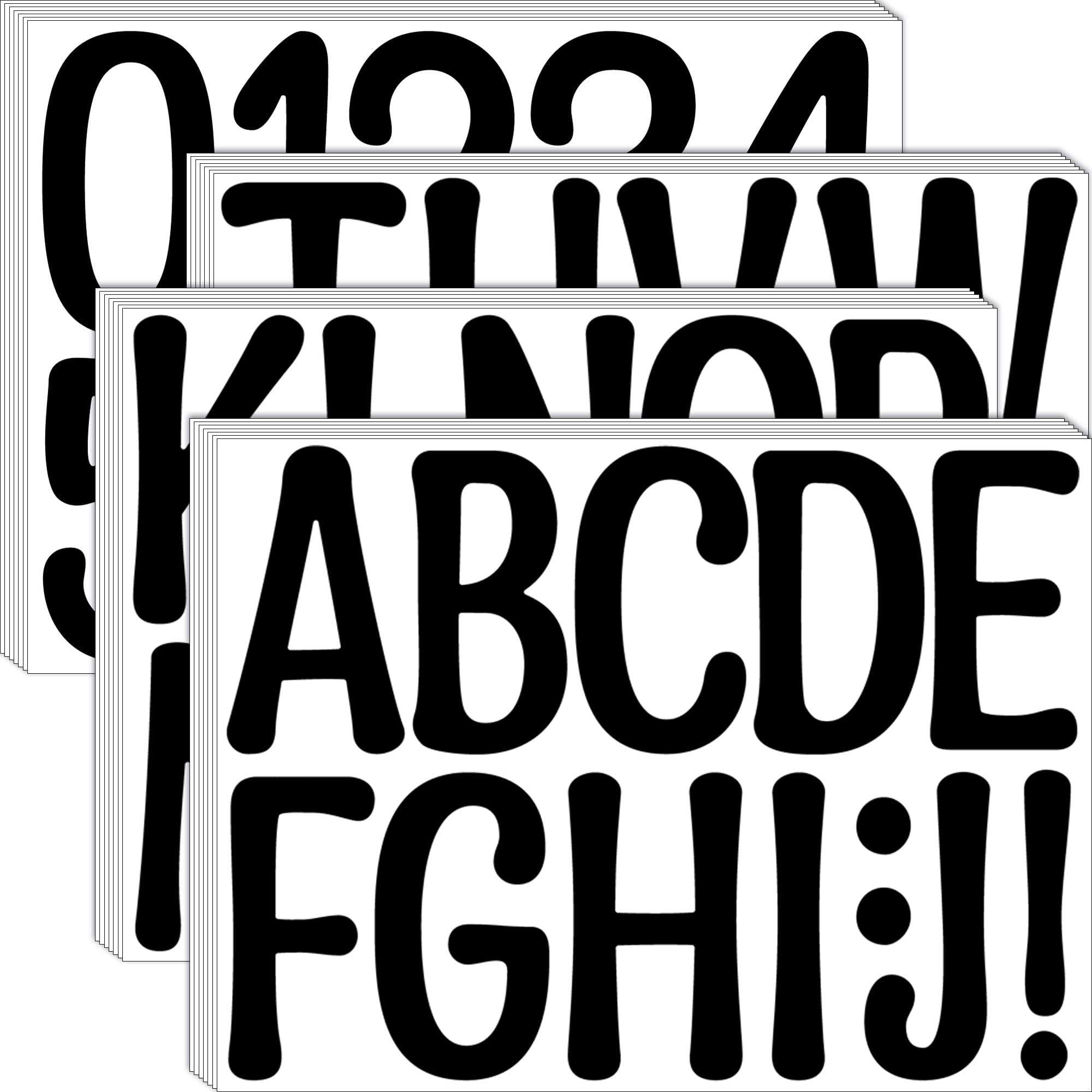 306 PCS Large 4 Inch Alphabet Number Letter Stickers - 24 Sheets Vinyl Self-Adhesive Stickers for Poster, Bulletin Board, Window, Door, Mailbox - Perfect for Classroom Decor, Home Crafts & DIY Projects (Black)