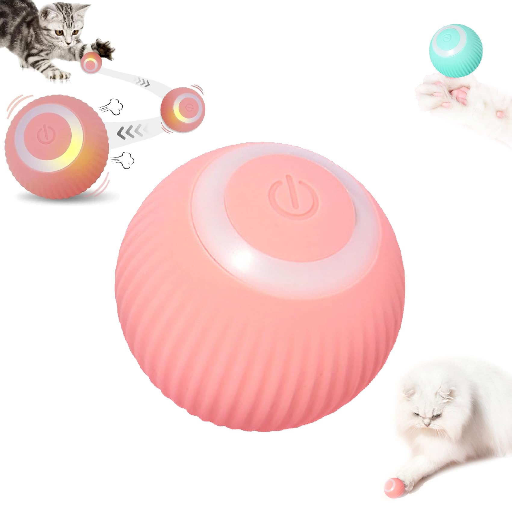 Gertar Interactive Cat Toy - 2-in-1 Simulated Hunting Toy with Fast Rolling Ball in Pouch (Pink) - Fun Exercise & Play for Indoor Cats - Perfect for Boredom Relief & Stimulating Natural Hunting Instincts