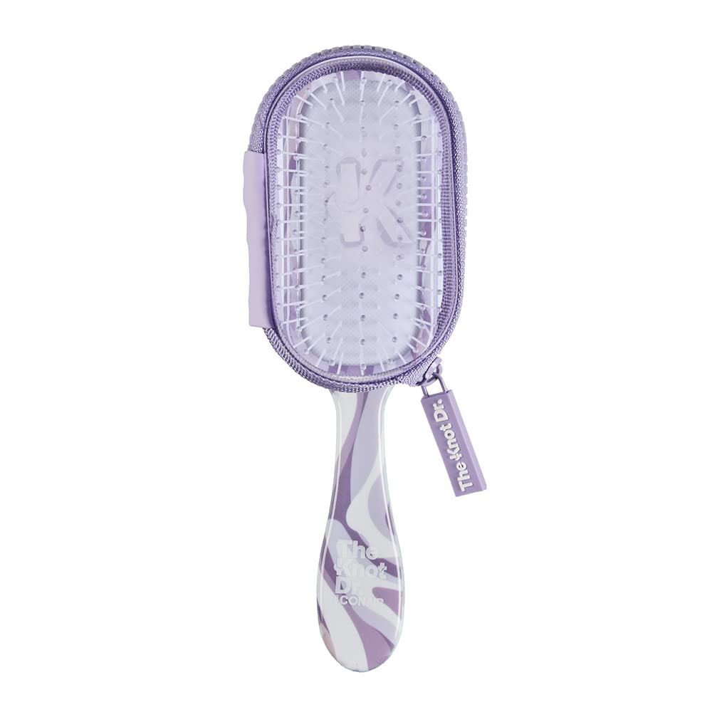 Conair The Knot Dr. Detangling Hair Brush for Wet & Dry Hair - Purple Travel Brush for Knot & Tangle Removal - Perfect for Home, Travel & Salon Use