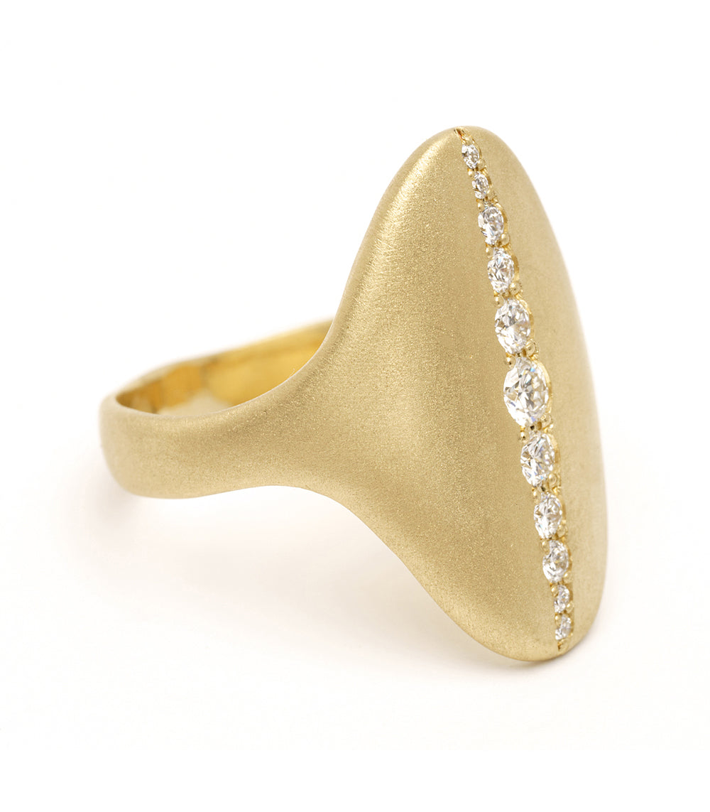 Exquisite Diamond Stripe Shield Unique Engagement Ring for Women - Vintage Inspired Wedding Band, Perfect for Proposals, Anniversaries & Special Occasions