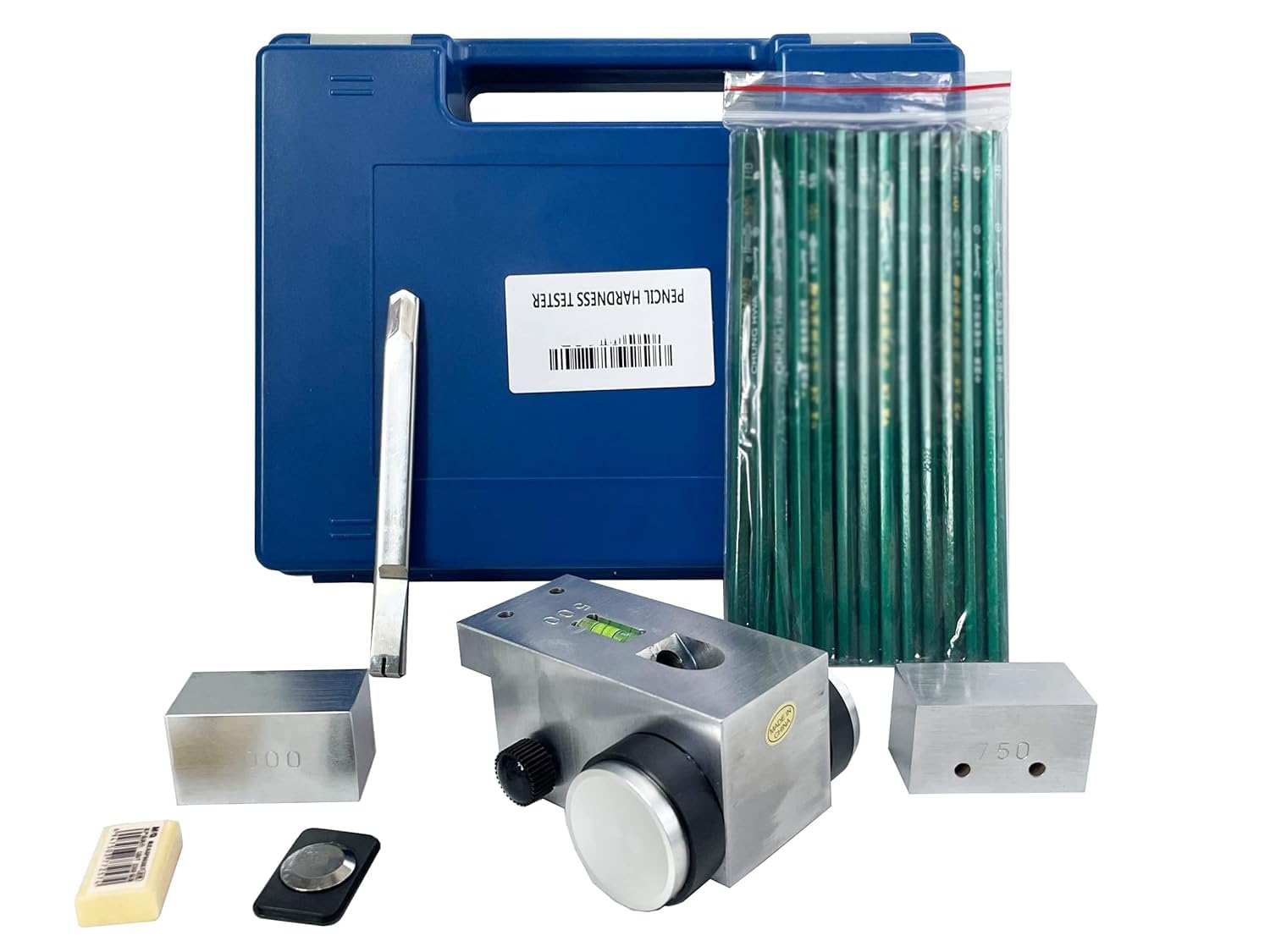 Premium Pencil Hardness Tester Kit - Paint & Coating Film Scratch Resistance Tester with 1000g, 750g, 500g Load Weights | Portable Hardness Gauge for Automotive, Wood, Metal & Plastic Surface Testing