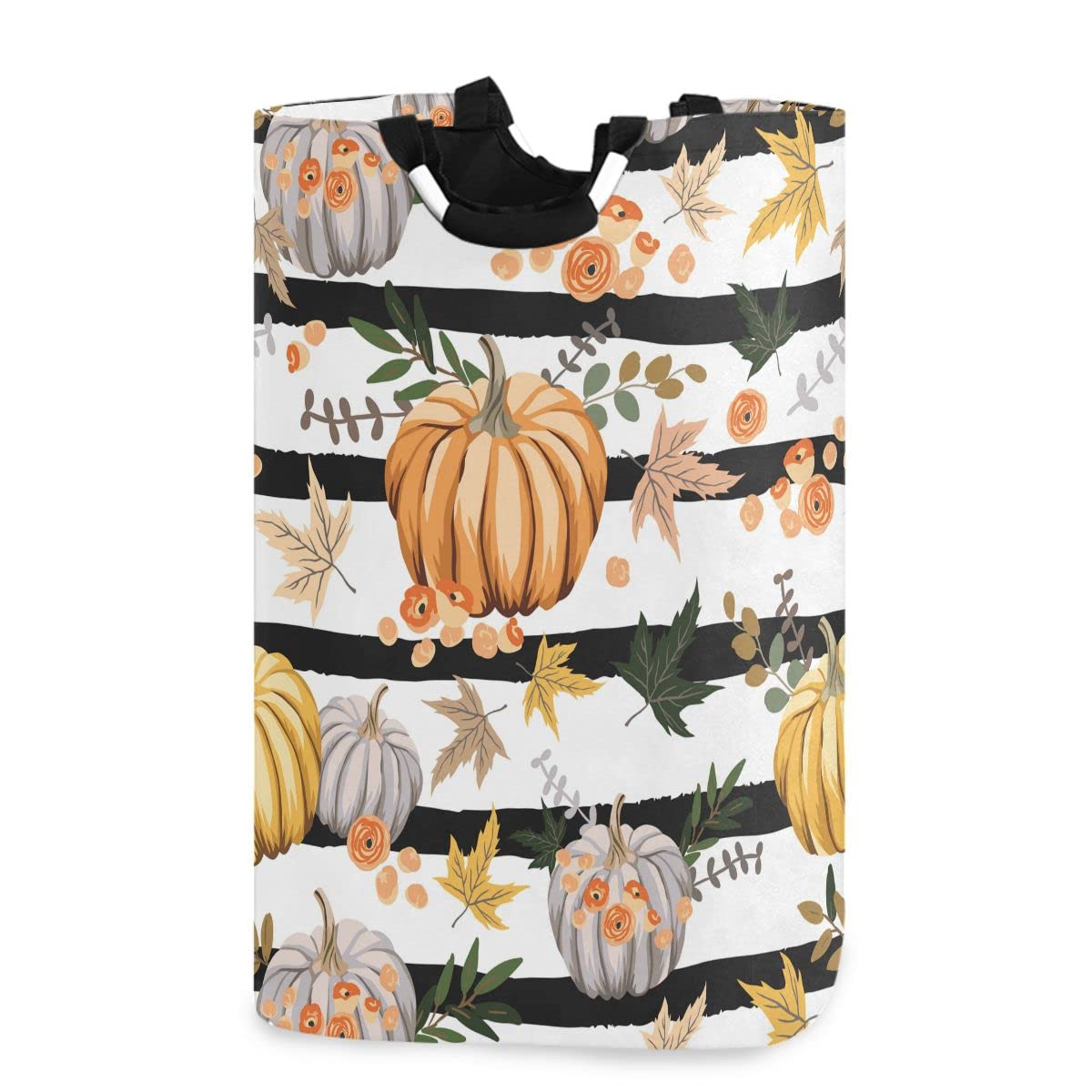 DOMIKING Collapsible Laundry Hamper - Foldable Storage Basket for Kids Room, Dorm, Nursery | Pumpkin Thanksgiving Decor | Organizer for Dirty Clothes, Toys & Essentials (Beige, 18x12 Inches) | Perfect for Holiday Decor & Home Organization