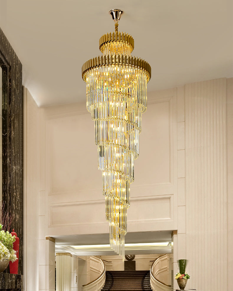 Merlin Cascading Crystal Prism Chandelier - Elegant Lighting Fixture for Dining Room, Bedroom & Living Room Decor