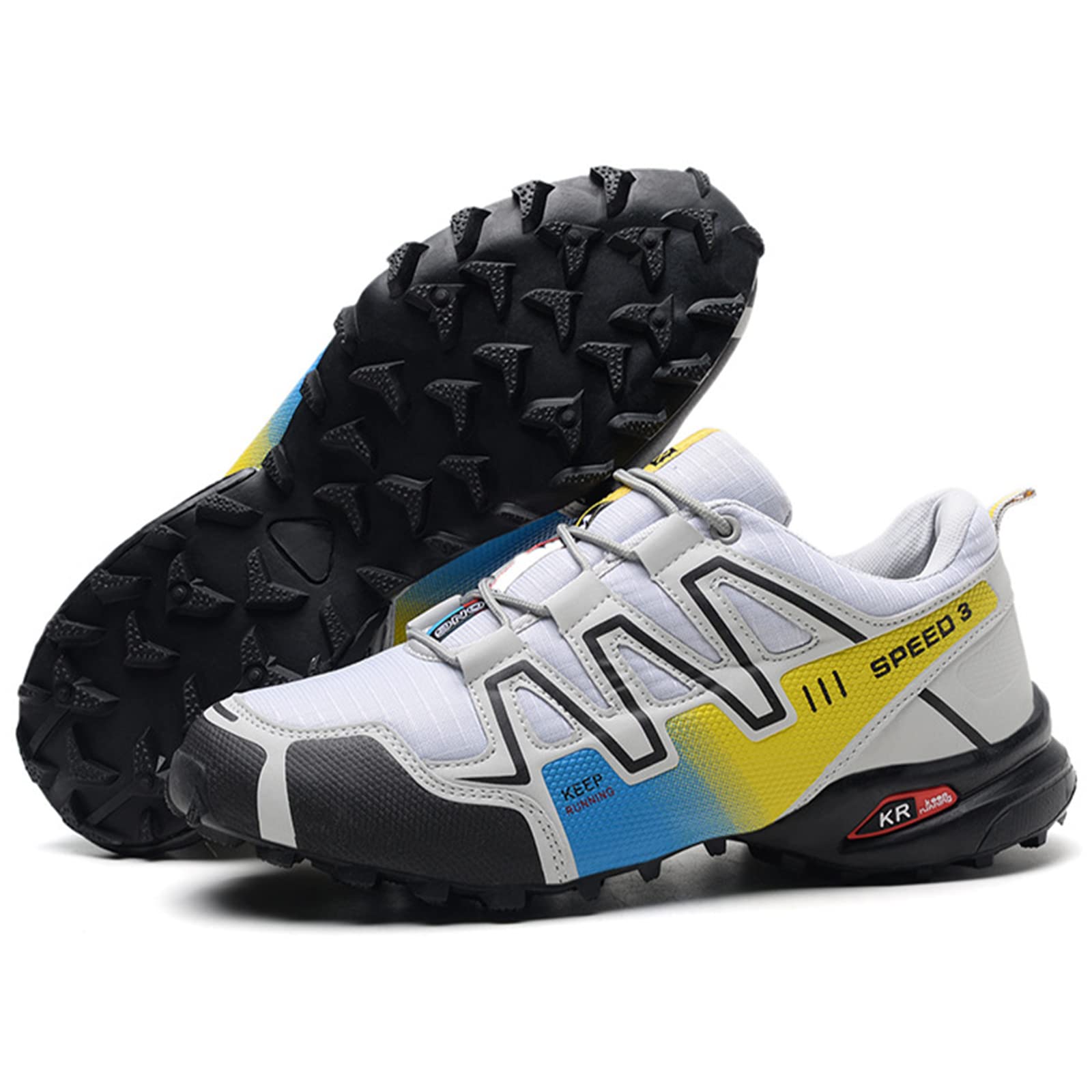 Premium WYUKN MTB Cycling Shoes for Men - New Upgraded Mountain Bike Shoes, Grey (Size 43EU) - Ideal for Trail Riding & Off-Road Biking Adventures