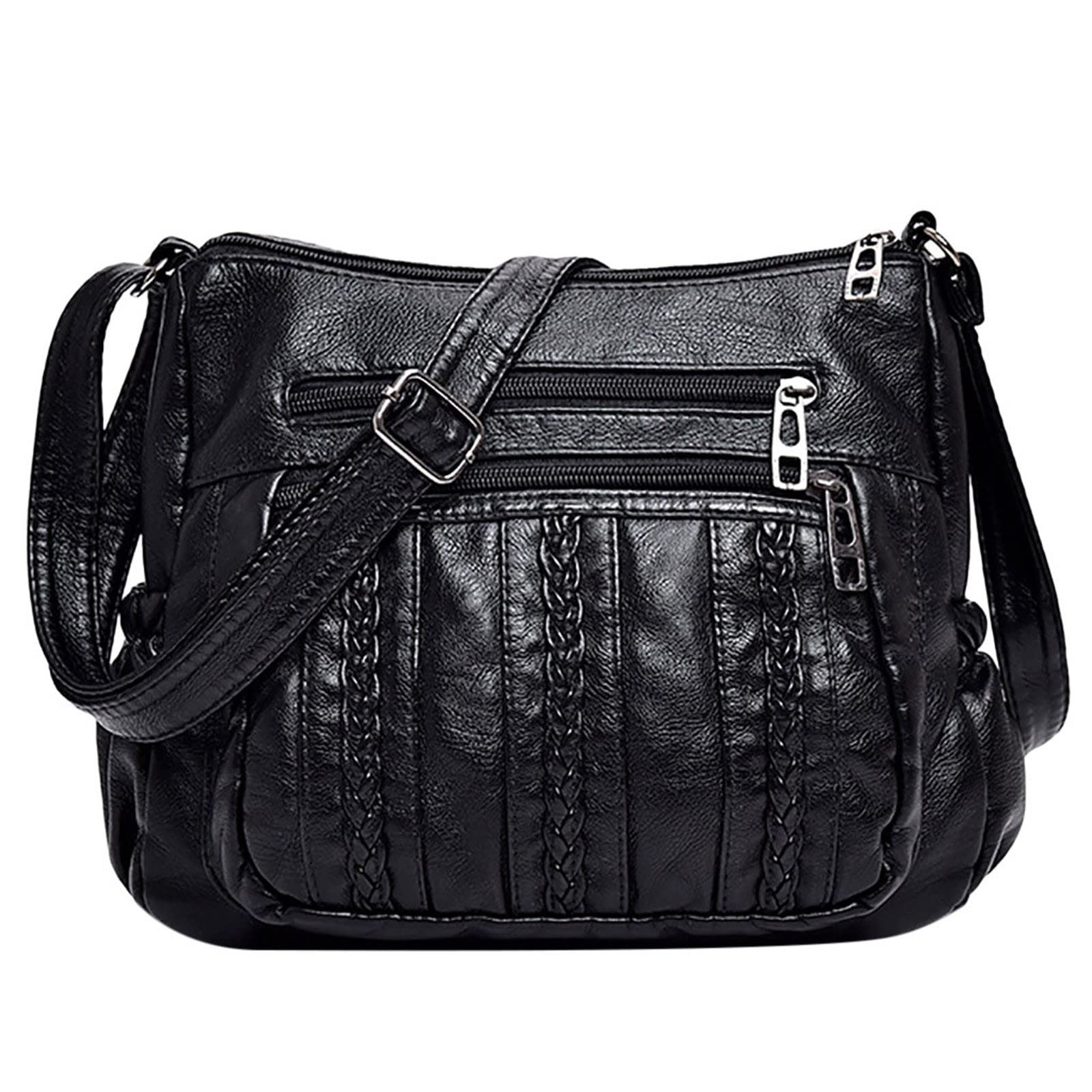 Stylish Black Women's Messenger Bag - Casual Fashion Shoulder Bag for Work, Travel & Diaper Storage | All-Match Versatile Crossbody Purse