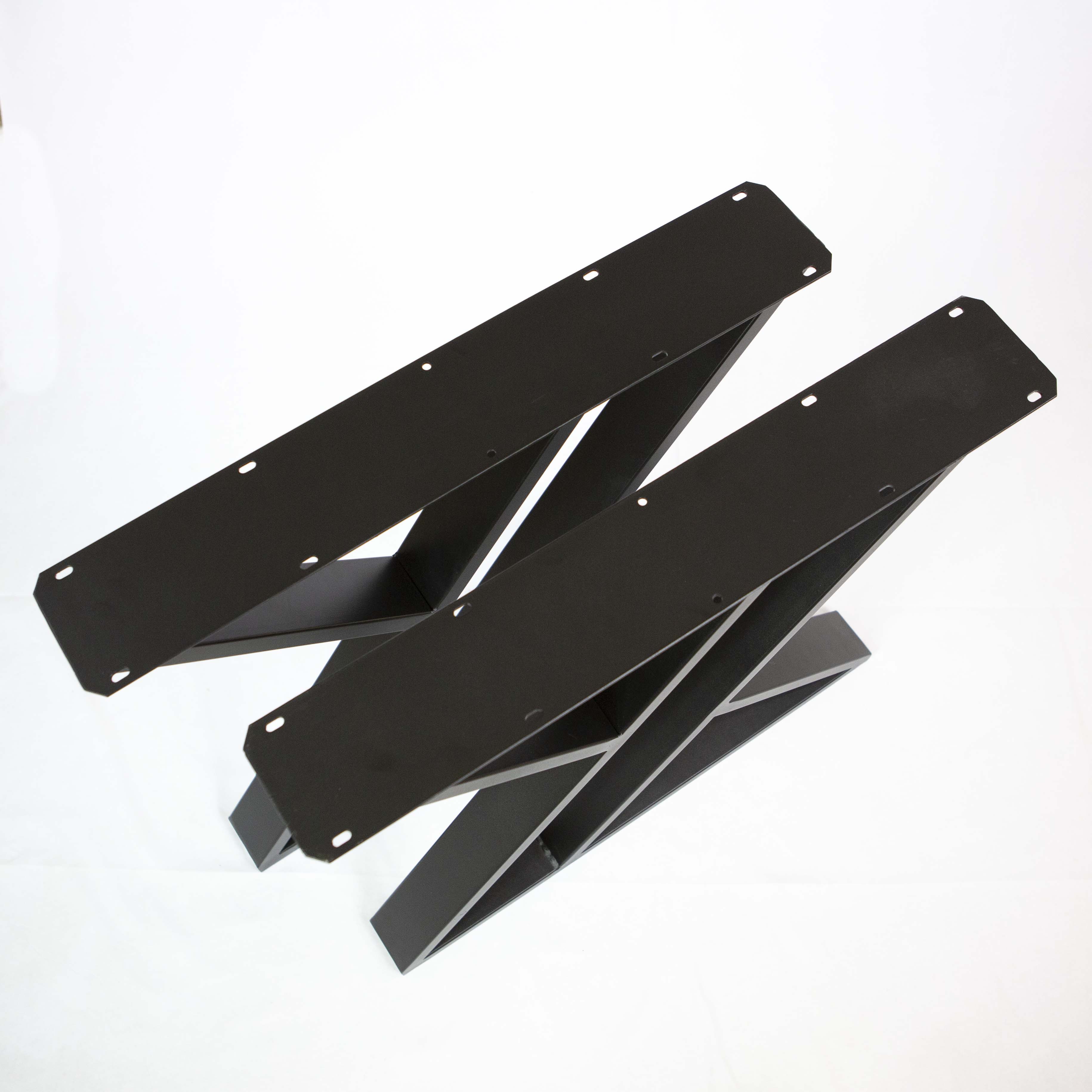 SS1110 Double Z Dining Table Legs - Black Powder Coated Metal Table Base (1 Pair) - Perfect for Modern Kitchen, Restaurant & Home Dining Room Furniture