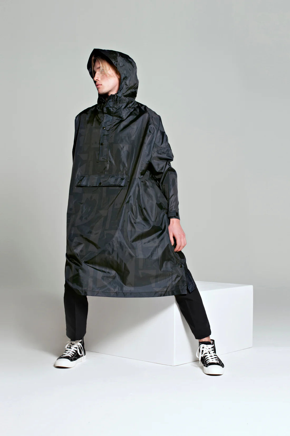 Waterproof Black Art Camo Rain Poncho - Lightweight & Packable for Outdoor Hiking, Camping & Emergency Use