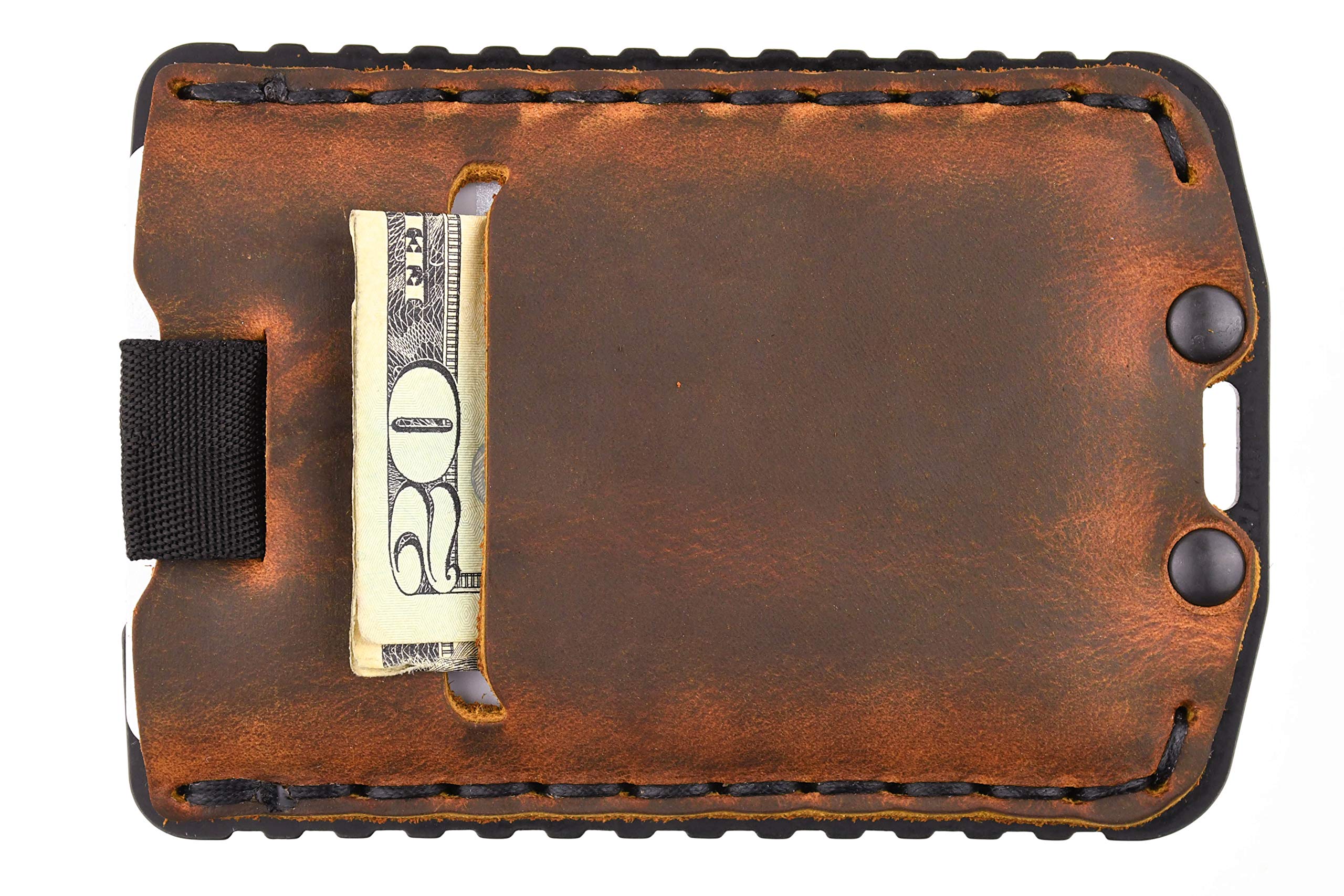 Trayvax Ascent RFID Blocking Slim Front Pocket Wallet - Minimalist Leather & Metal Credit Card Holder for Men & Women (Black/Tobacco Brown) | Perfect for Travel, Everyday Carry & Secure Cash Storage