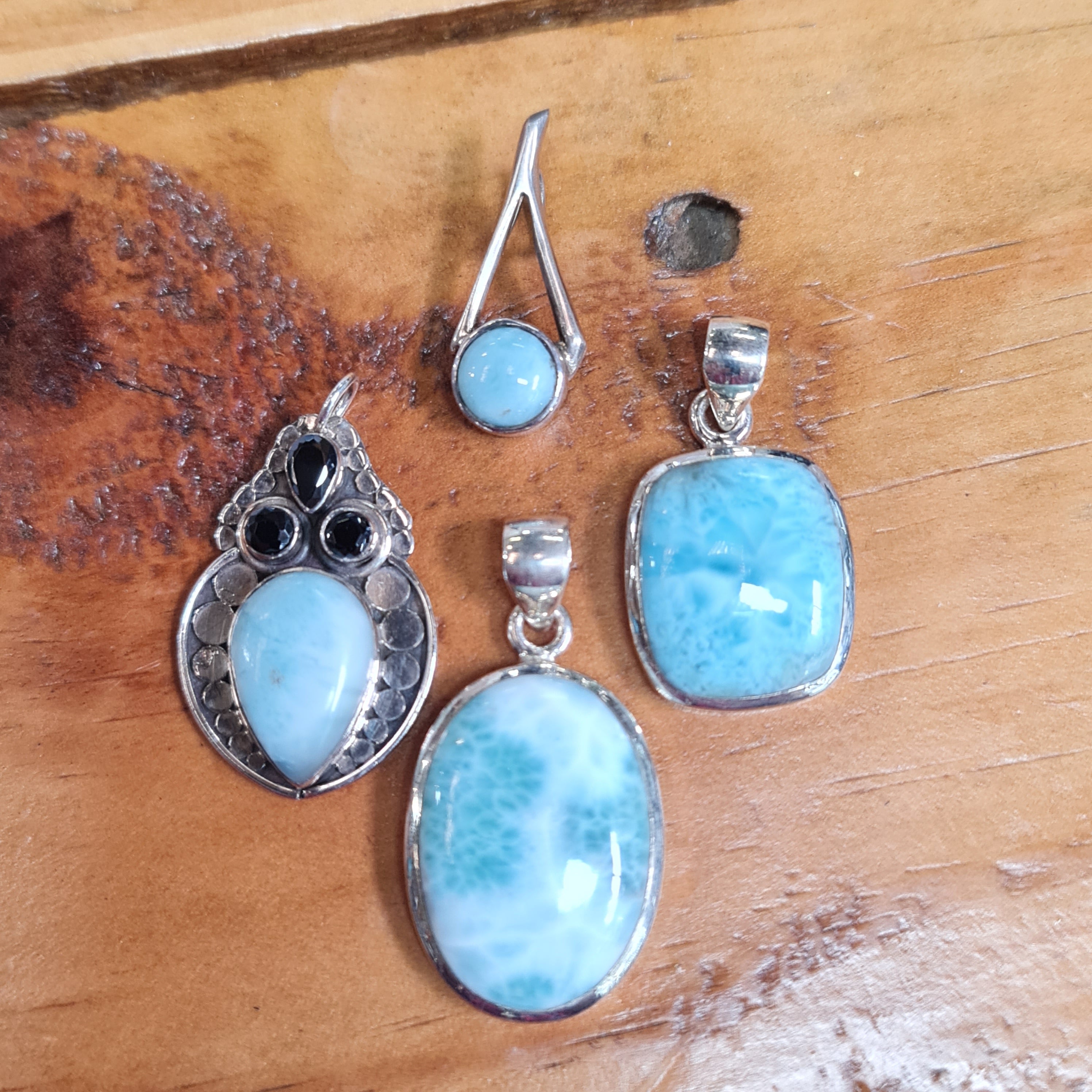 Authentic Larimar Pendant in 925 Sterling Silver - Elegant Handmade Jewelry for Women, Perfect Gift for Birthdays & Anniversaries