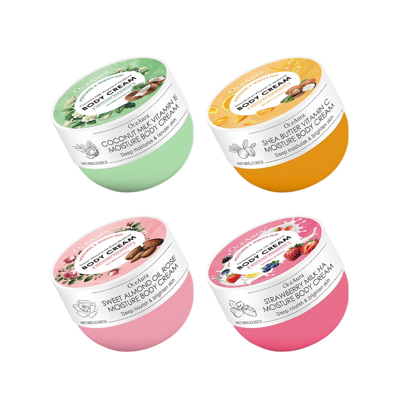 Juice Flower Body Cream - Hydrating & Firming Moisturizer with Hyaluronic Acid for All Skin Types | Skin Repair & Tightening Treatment | 2.82oz (4-Pack) - Perfect for Daily Skincare Routine & Post-Shower Hydration