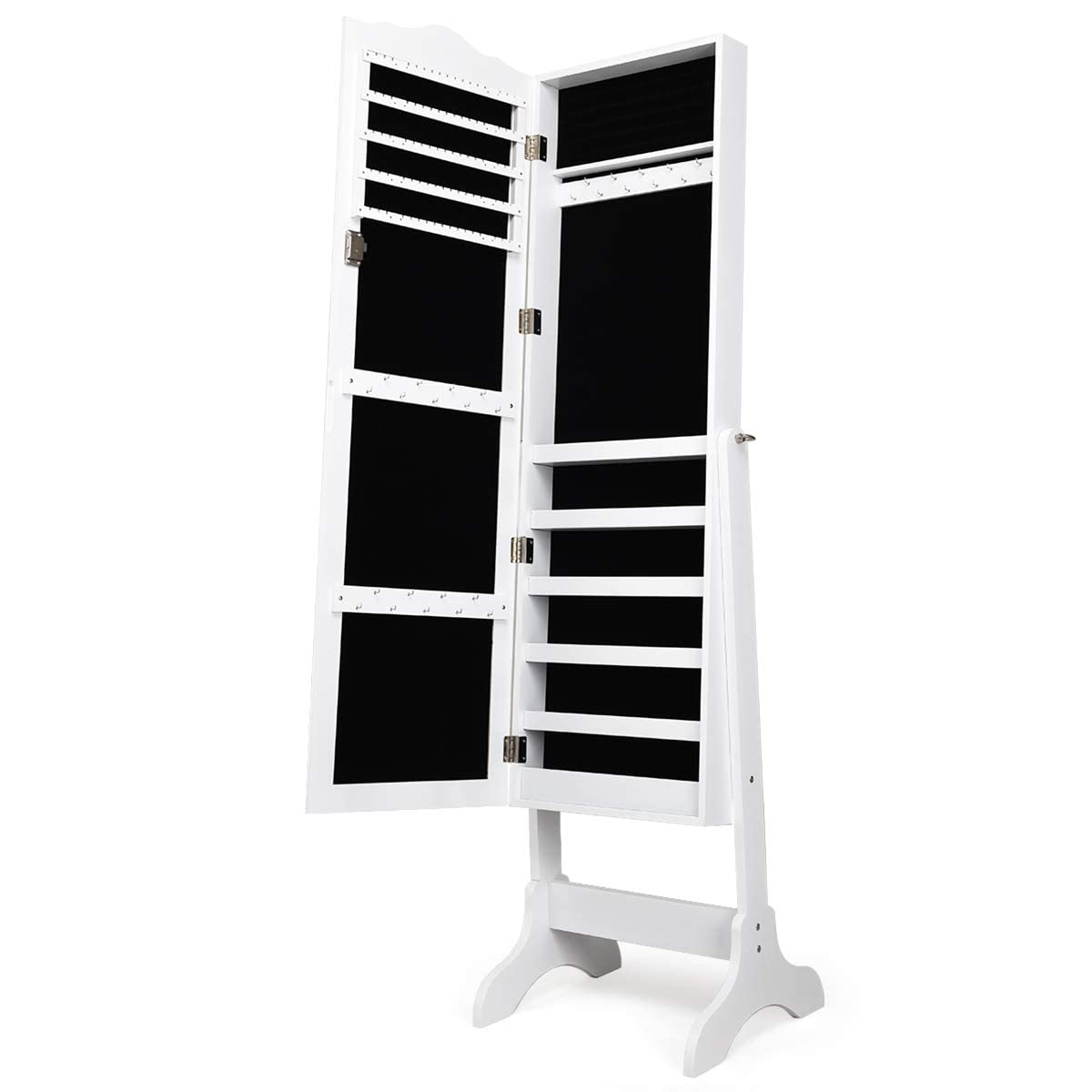 Giantex Lockable Jewelry Armoire Cabinet with Full Length Mirror - 3 Adjustable Angles, Jewelry Organizer Storage Box for Necklaces, Rings & Accessories - Perfect for Bedroom, Dressing Room & Gift (White)