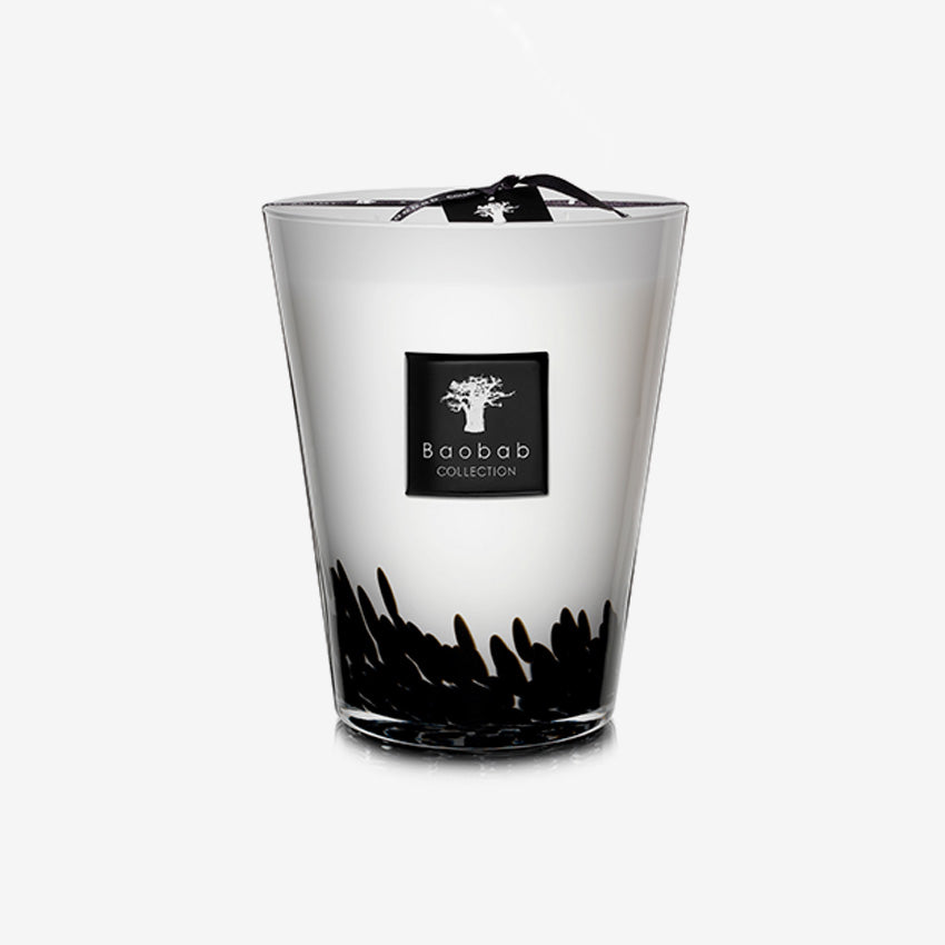 Baobab Collection Black Feathers Scented Candle - Luxury Home Fragrance for Relaxation, Meditation & Romantic Ambiance