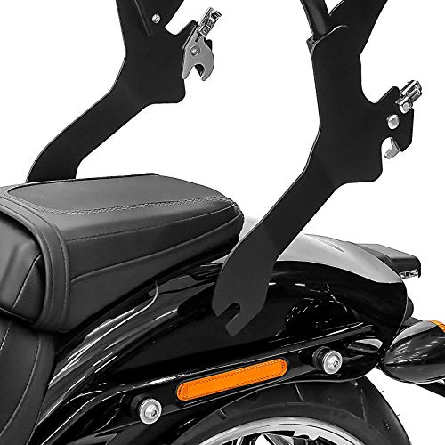 Black Sissy Bar with Luggage Rack for Harley Davidson Softail Custom 2007-2009 - Heavy Duty Rear Backrest & Storage Solution for Motorcycle Touring & Long Rides