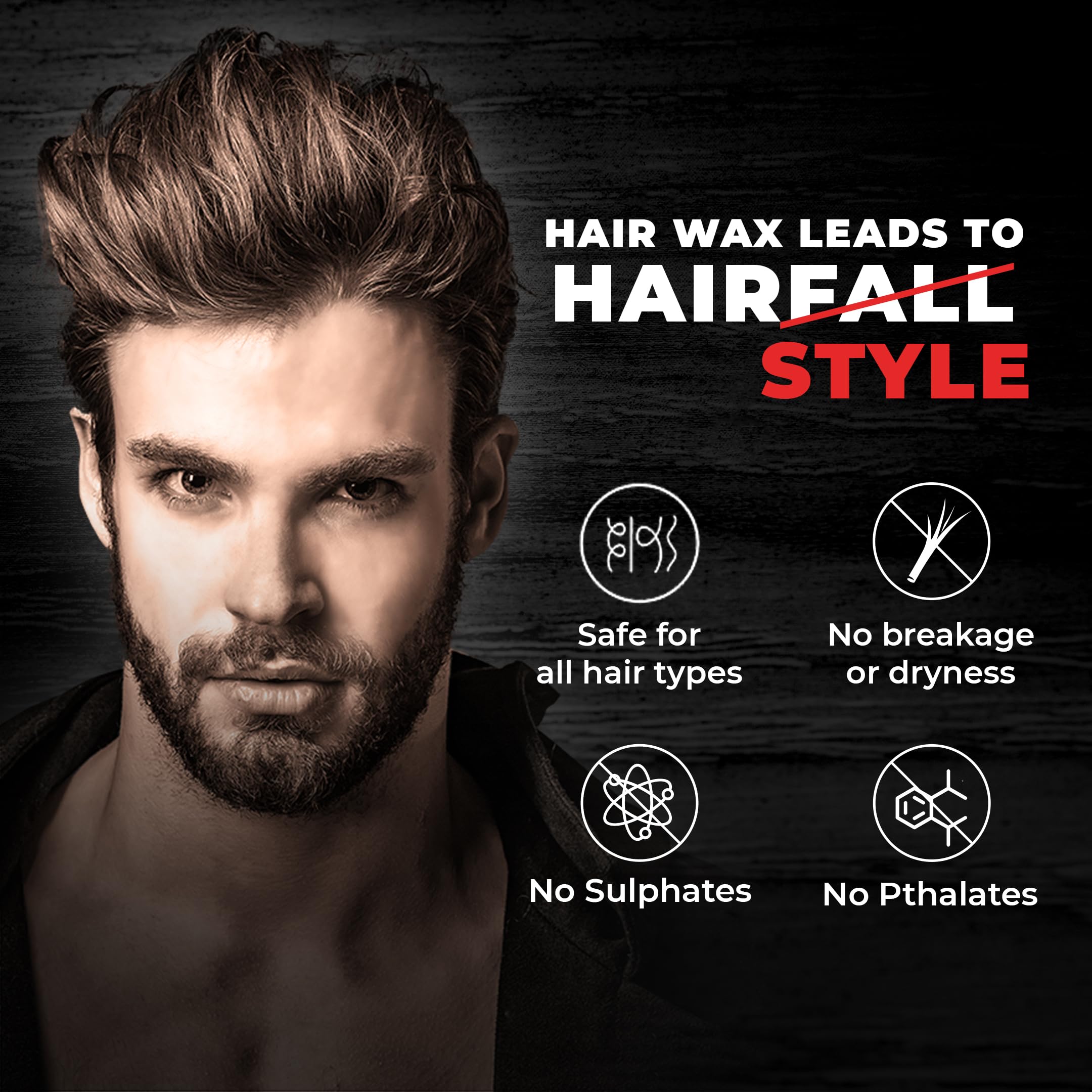 Beardo Stronghold Hair Wax For Men - 50gm | Natural Aloe Vera & Castor Oil Hair Styling Wax | Strong Hold with Glossy Shine Finish | Perfect for Daily Styling, Parties & Professional Looks