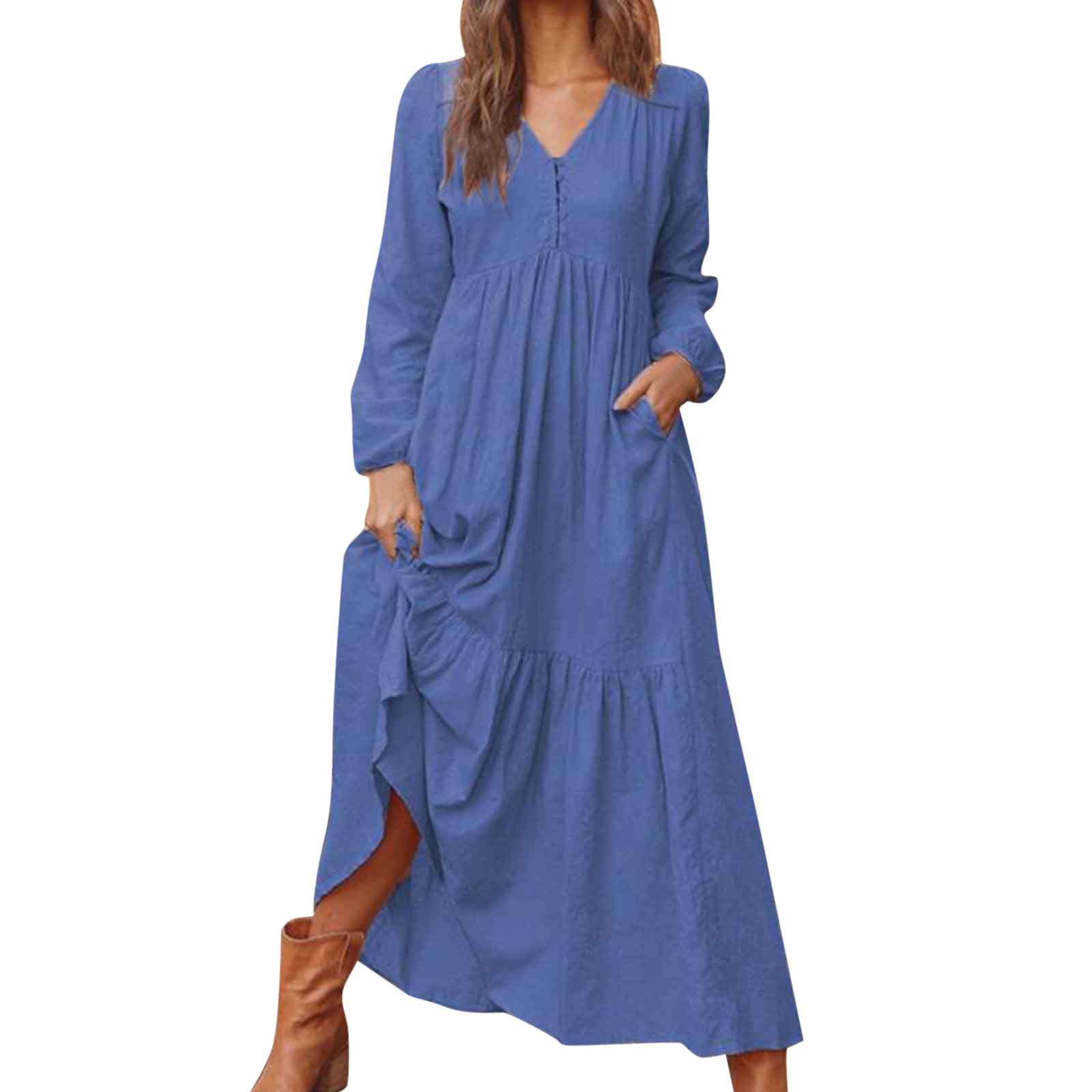 KCocoo Women's Maxi Dress - White & Navy Blue Summer Dress for Women | Beach, Party, Vacation & Casual Wear
